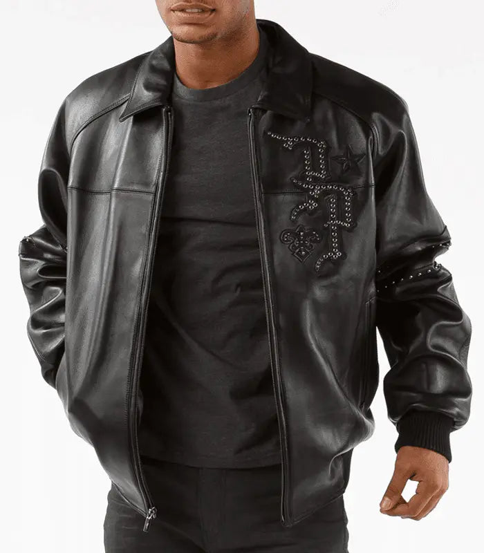 Highest Caliber Black Leather Jacket, back view