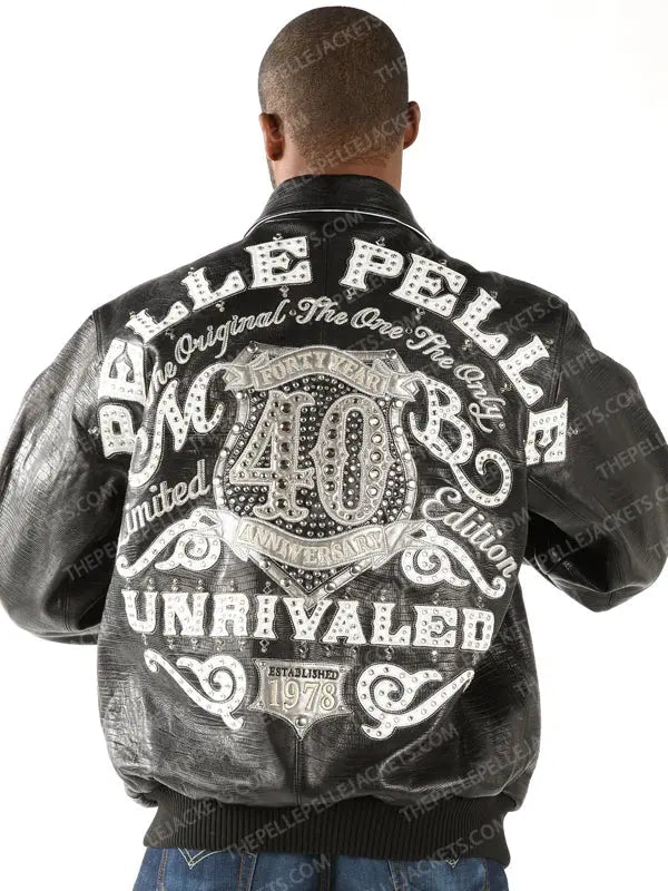 elle Pelle Mens Unrivaled 40th Anniversary Black Leather Jacket