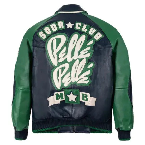 Vintage Club Green & Black Leather Jacket, front view