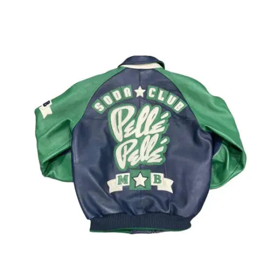 Vintage Club Green & Black Leather Jacket, back view