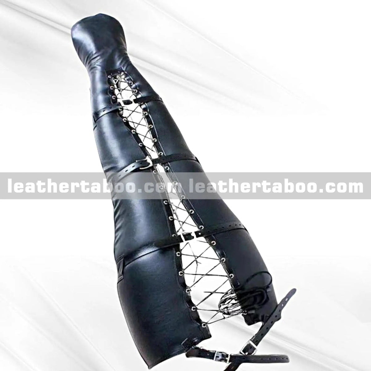 Leather Mummy Bag with Mermaid Leg Binder Body Harness Restraints – Full Body Bondage Suit - Leather taboo