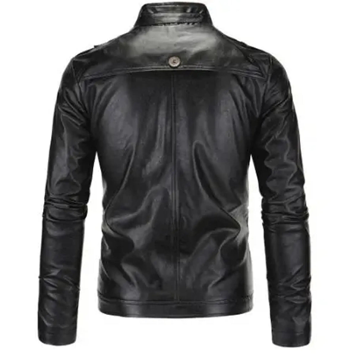 Women's Motorcycle Black Leather Jacket - Modern Biker Fit, back view