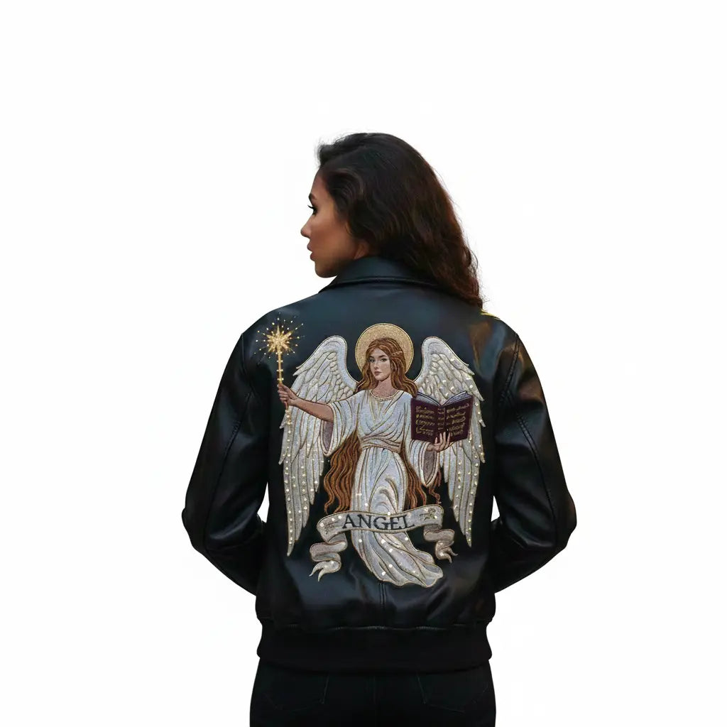 Celestial Angel Hand-Embroidered Luxury Archive Jacket, side view