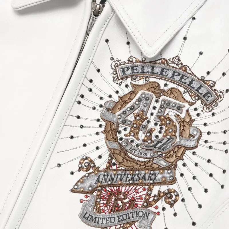 45th Anniversary White Leather Jacket, detail view 2