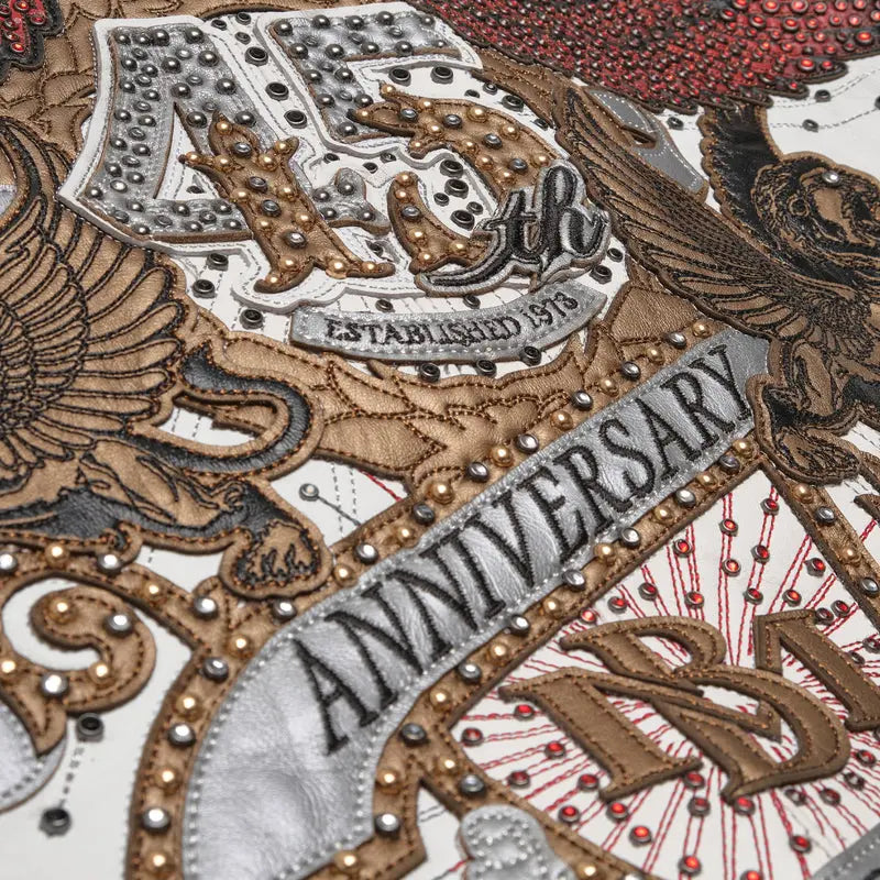 45th Anniversary White Leather Jacket, detail view 3