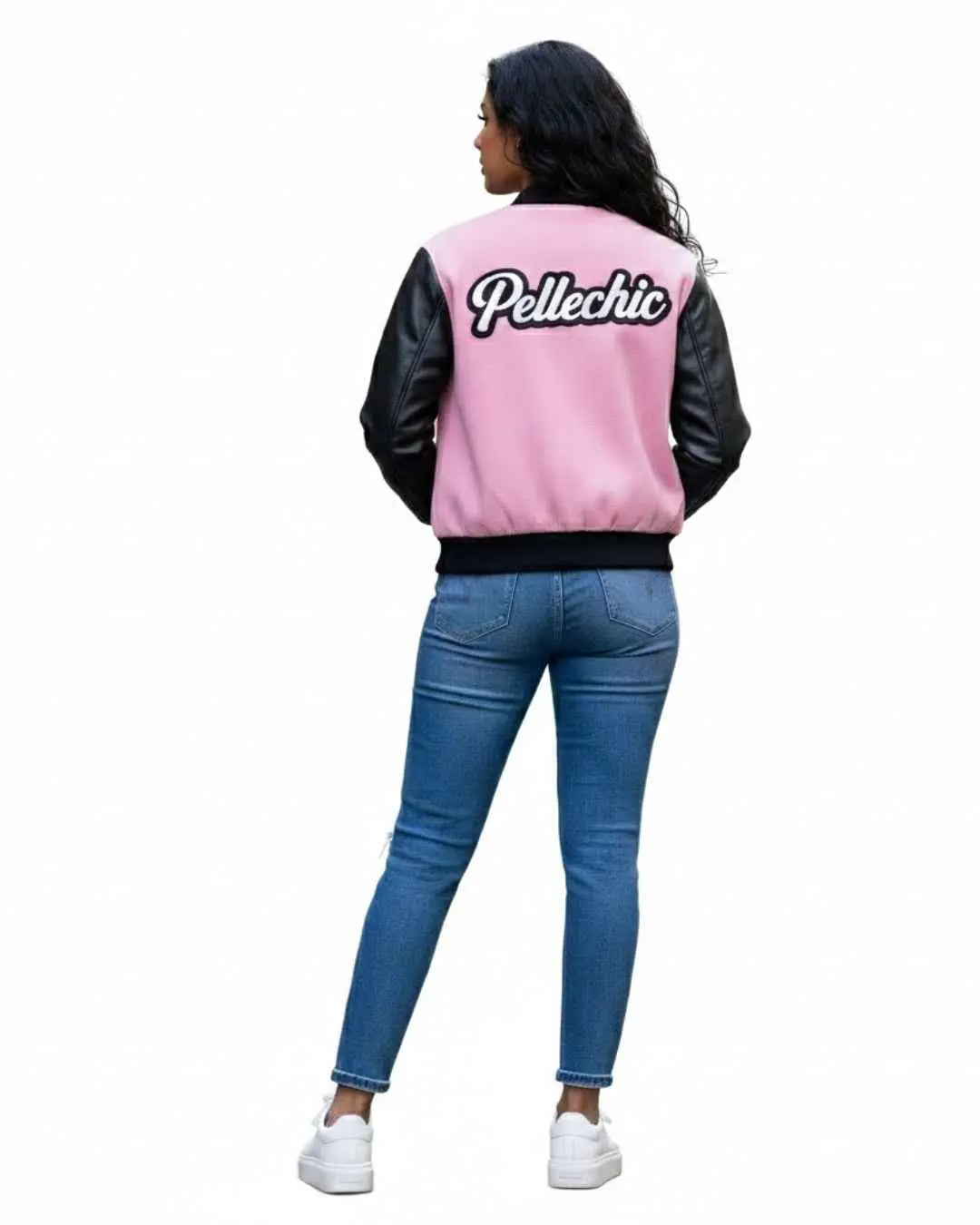 Pink Pop Cartoon Varsity Jacket, side view