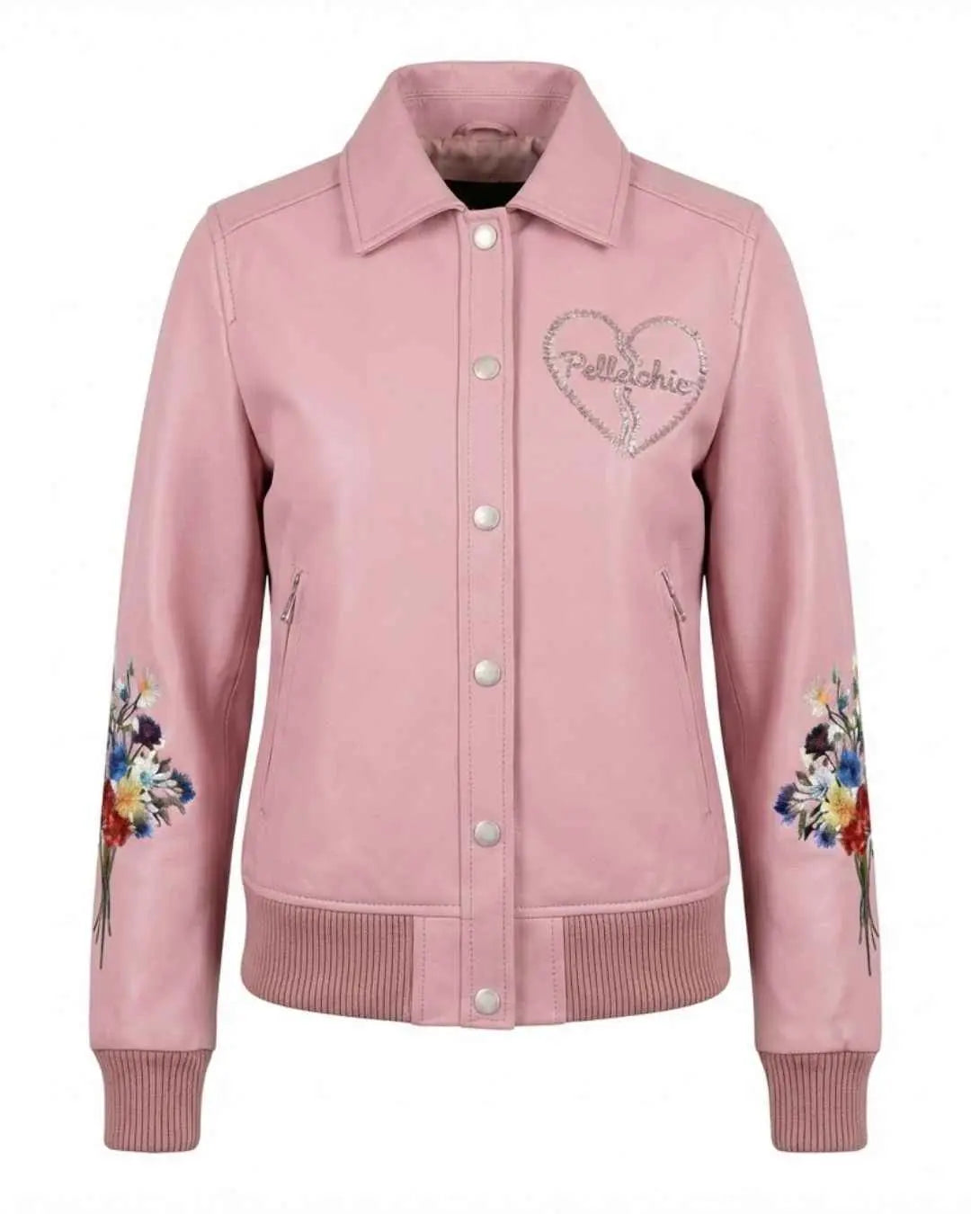 Pulse of Passion Dusty Pink Leather Bomber, side view