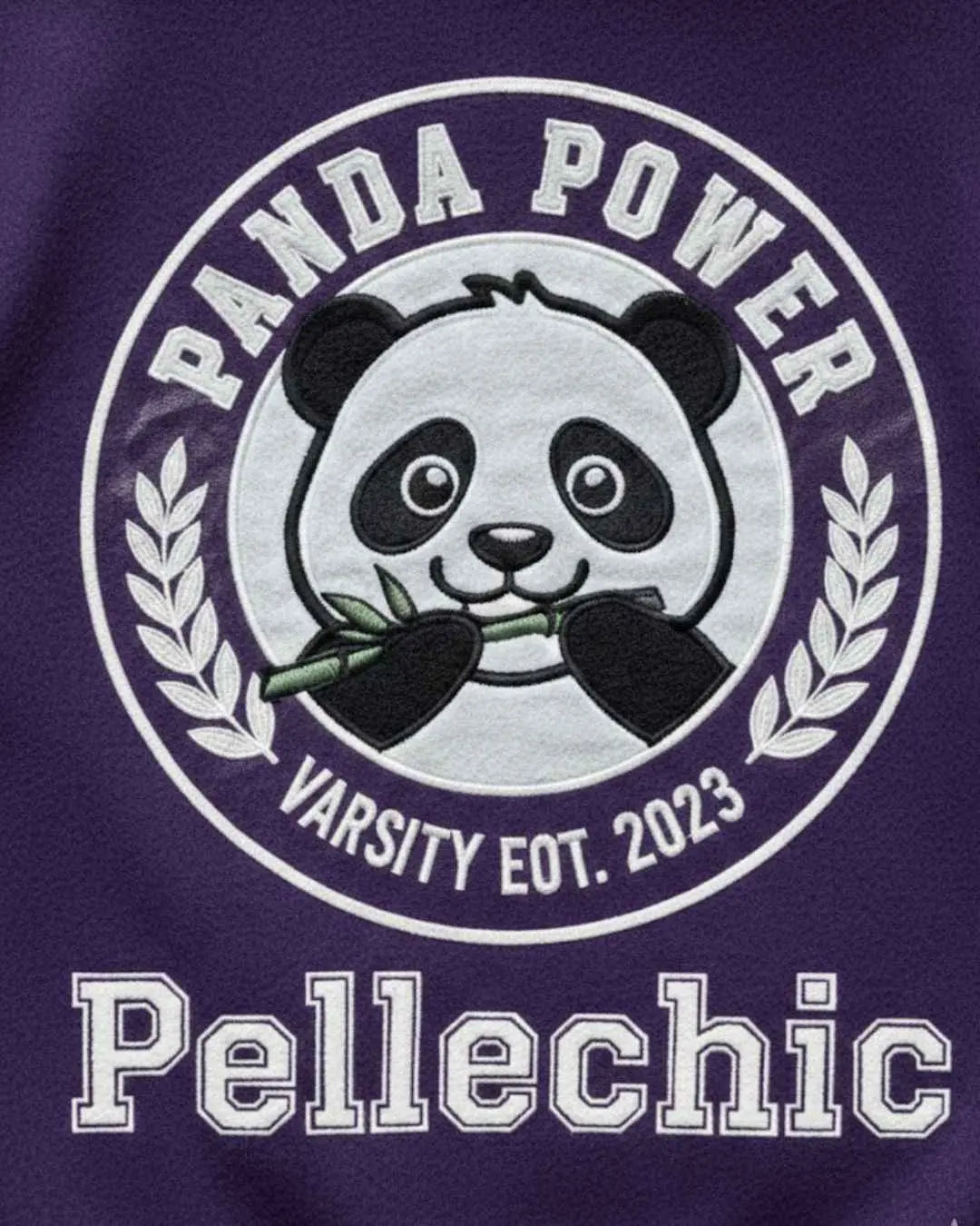 Panda Power Purple Varsity Jacket, detail view 3