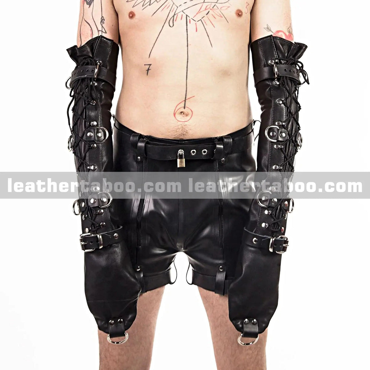 Premium-Cowhide-Leather-Full-Arm-Binder-with-Buckles-D-Rings leather taboo