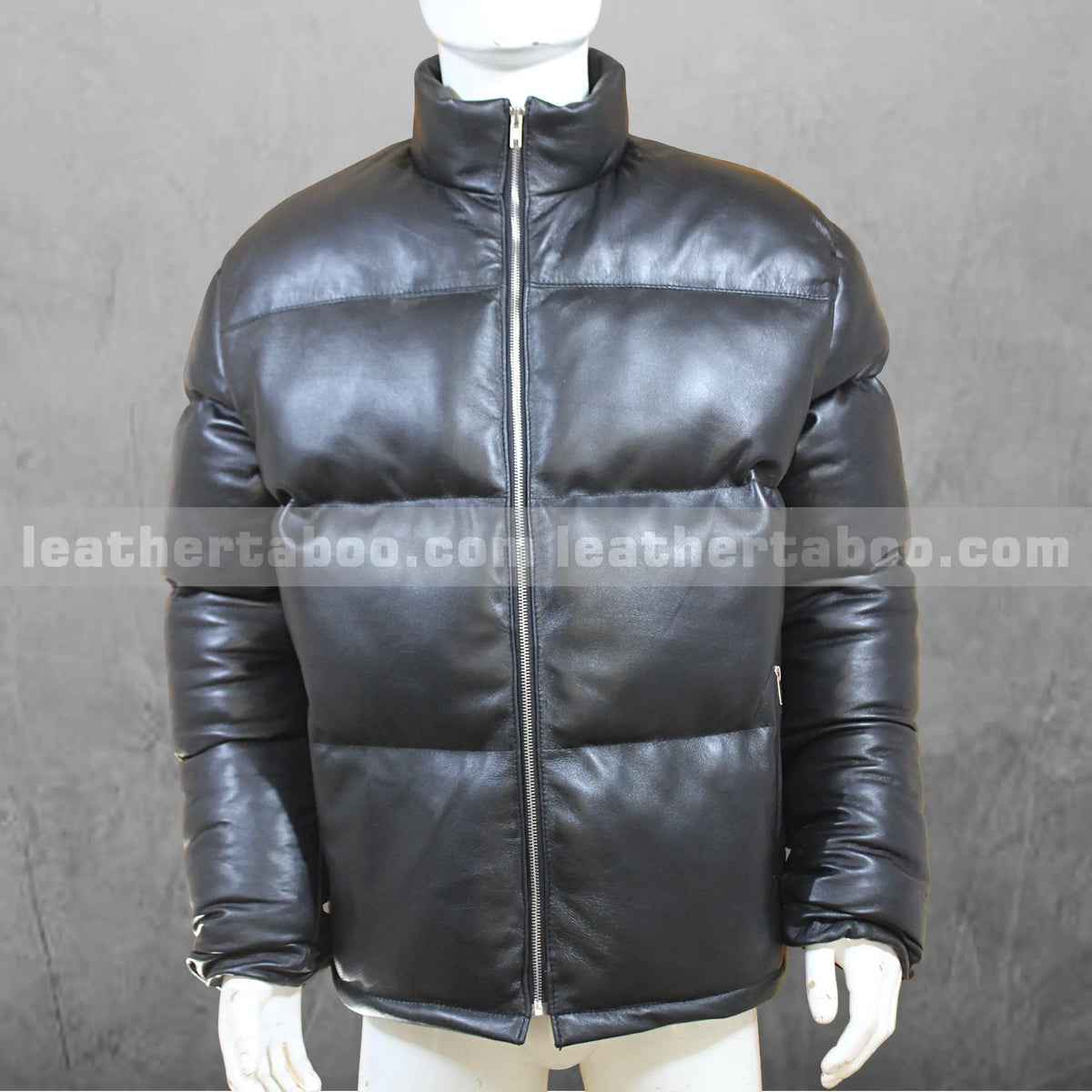 Men-s-Black-Genuine-Sheepskin-Leather-Puffer-Jacket-Warm-Winter-Outerwear-Handmade-Leather-Coat leather taboo