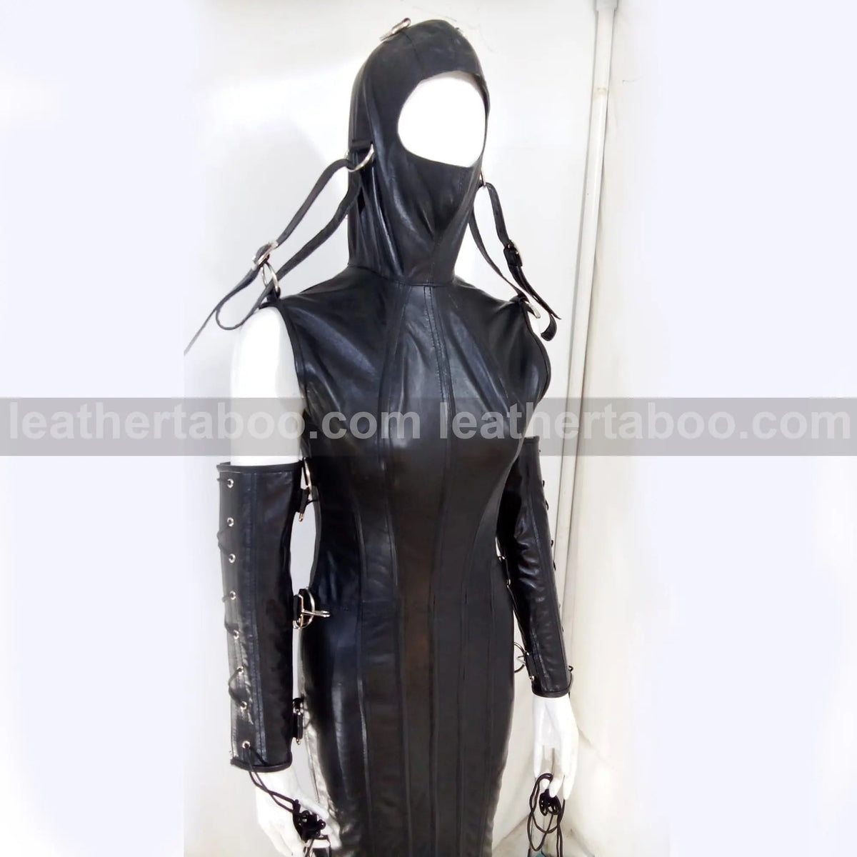 Real leather women dress magic domina dress corset hobble gothic party dress - leather taboo