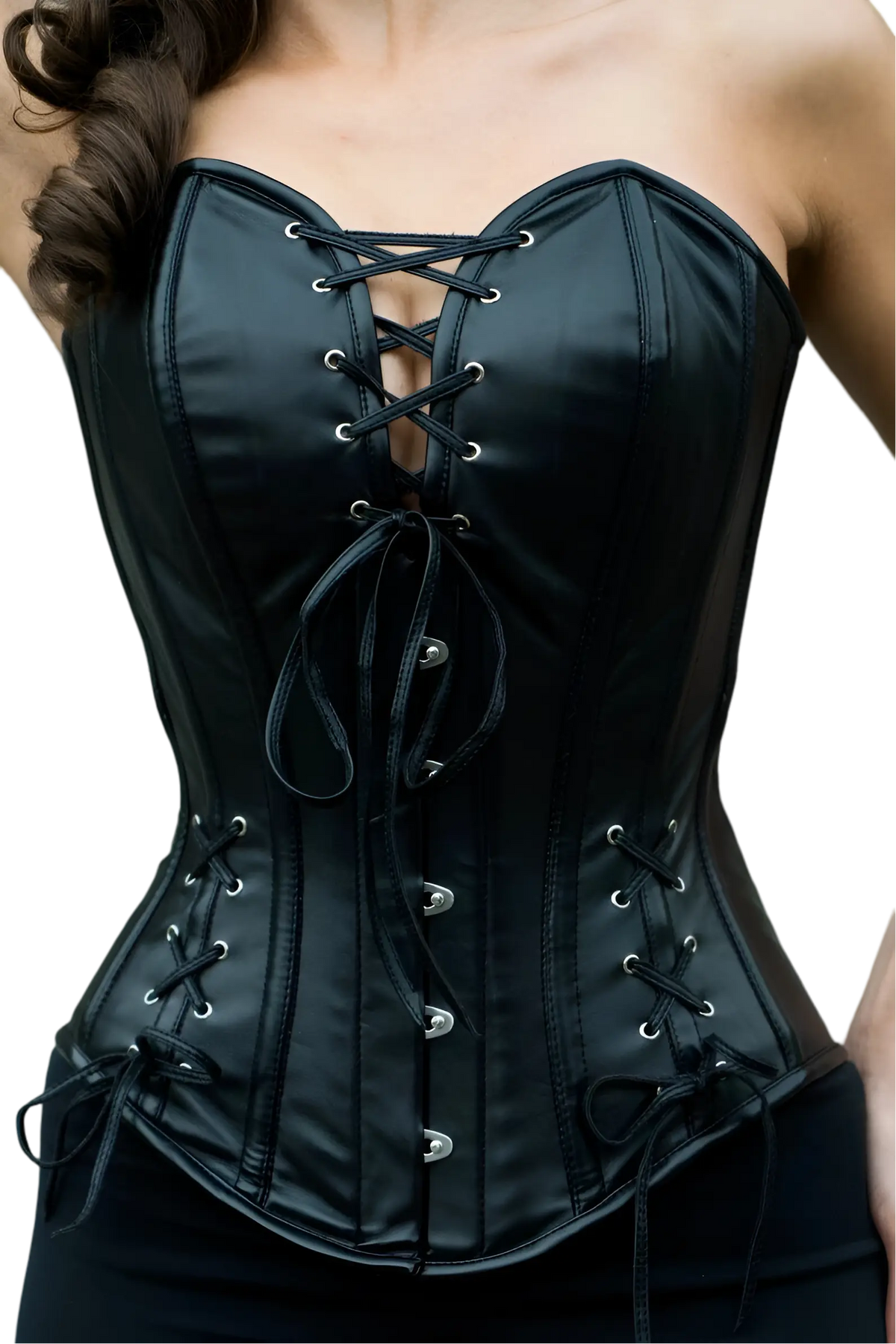Black Corset Top | Lace-Up Front & Back | Premium Sheepskin Leather Waist Cincher for Women - leather taboo