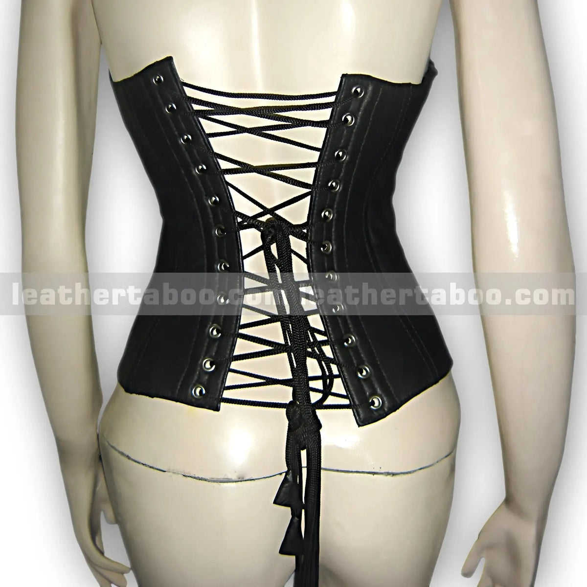 Black Sheepskin Leather Corset Bodysuit with Buckle and Zip Detail – Structured Fit for Women - Leather taboo