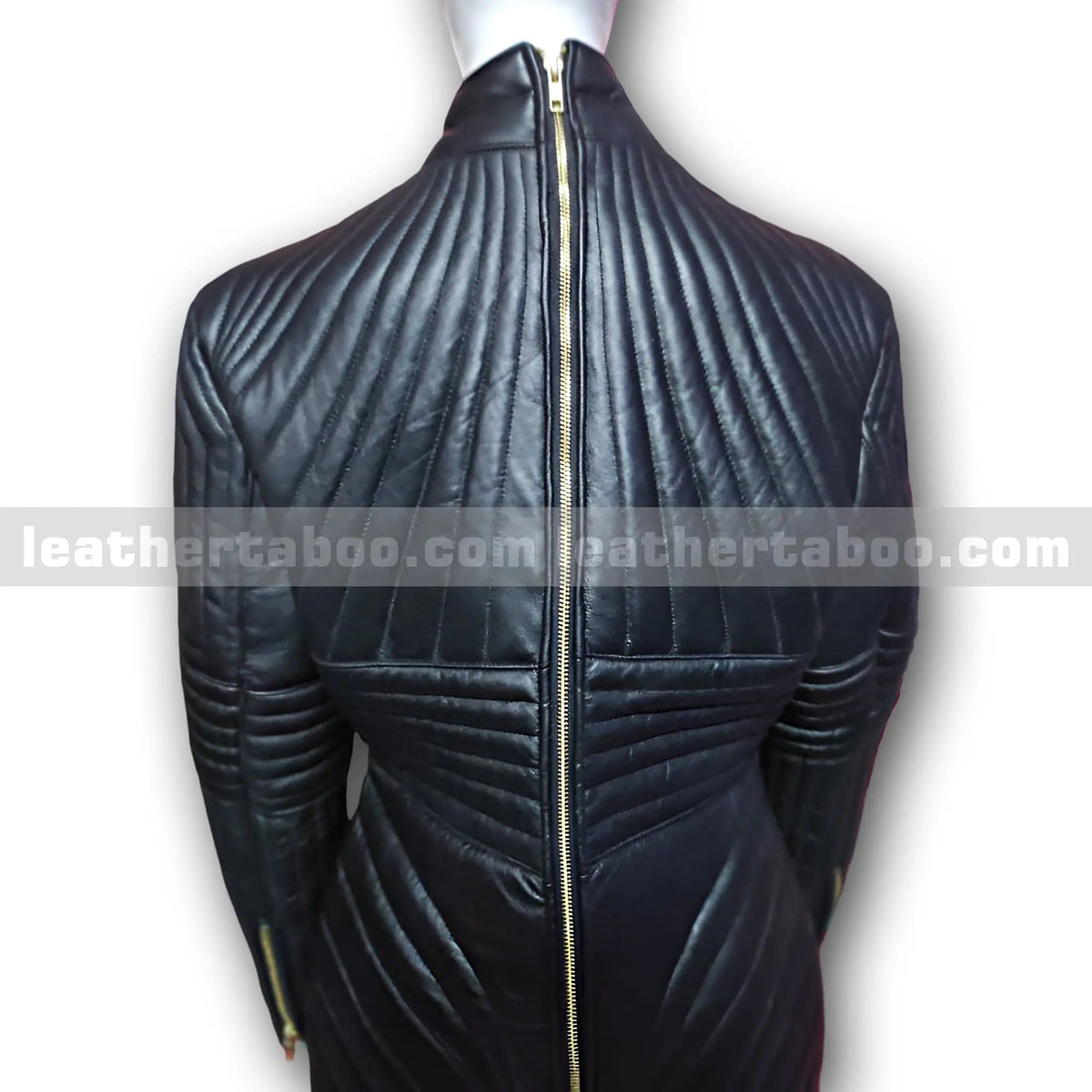 Black Quilted Sheepskin Leather Dress Jacket for Women – Futuristic Armor-Inspired Outerwear - Leather taboo