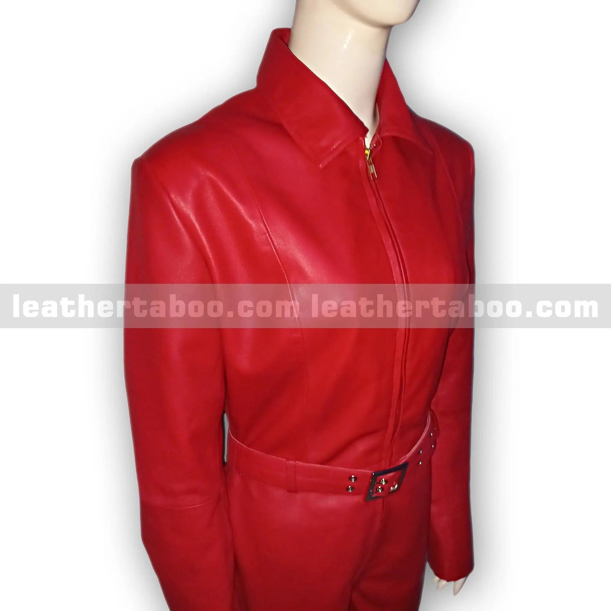 Sheepskin Leather Jumpsuit for Women | Stylish Full Body Zip-Up Outfit with Belt | Elegant Leatherwear - Leather taboo