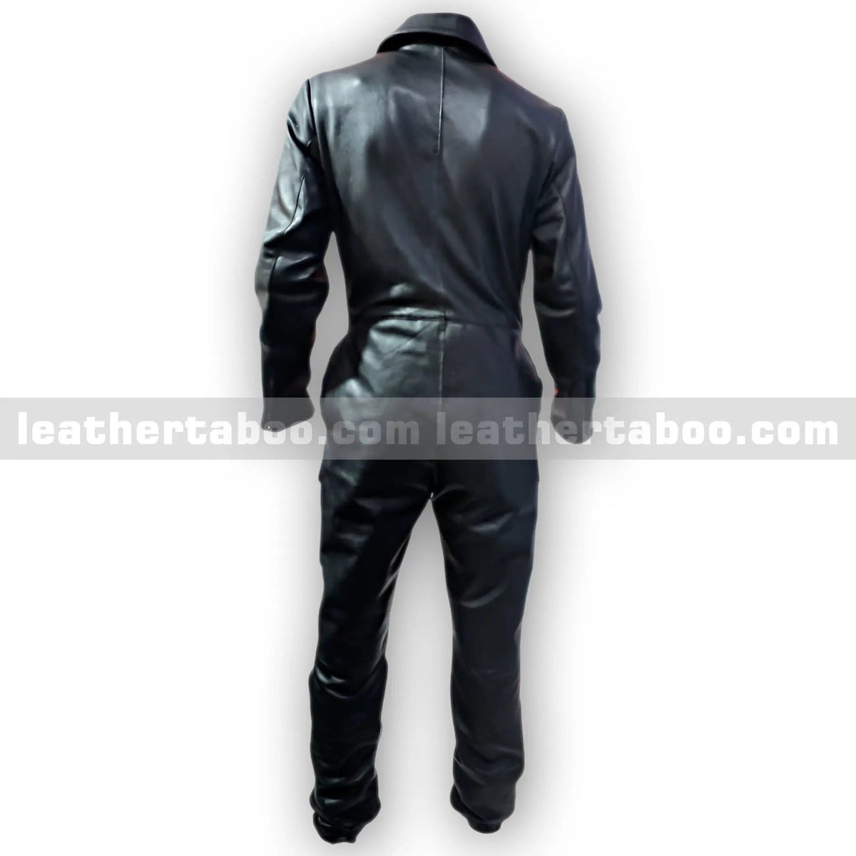 Men’s Black Sheepskin Leather One-Piece Suit – Full Body Zipper Outfit - Leather taboo