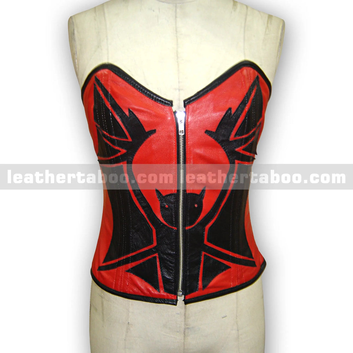 Women's Premium Sheepskin Leather Corset Top with Spider-Inspired Design and Front Zipper – Bold Gothic Streetwear Look (skirt not included) - Leather taboo