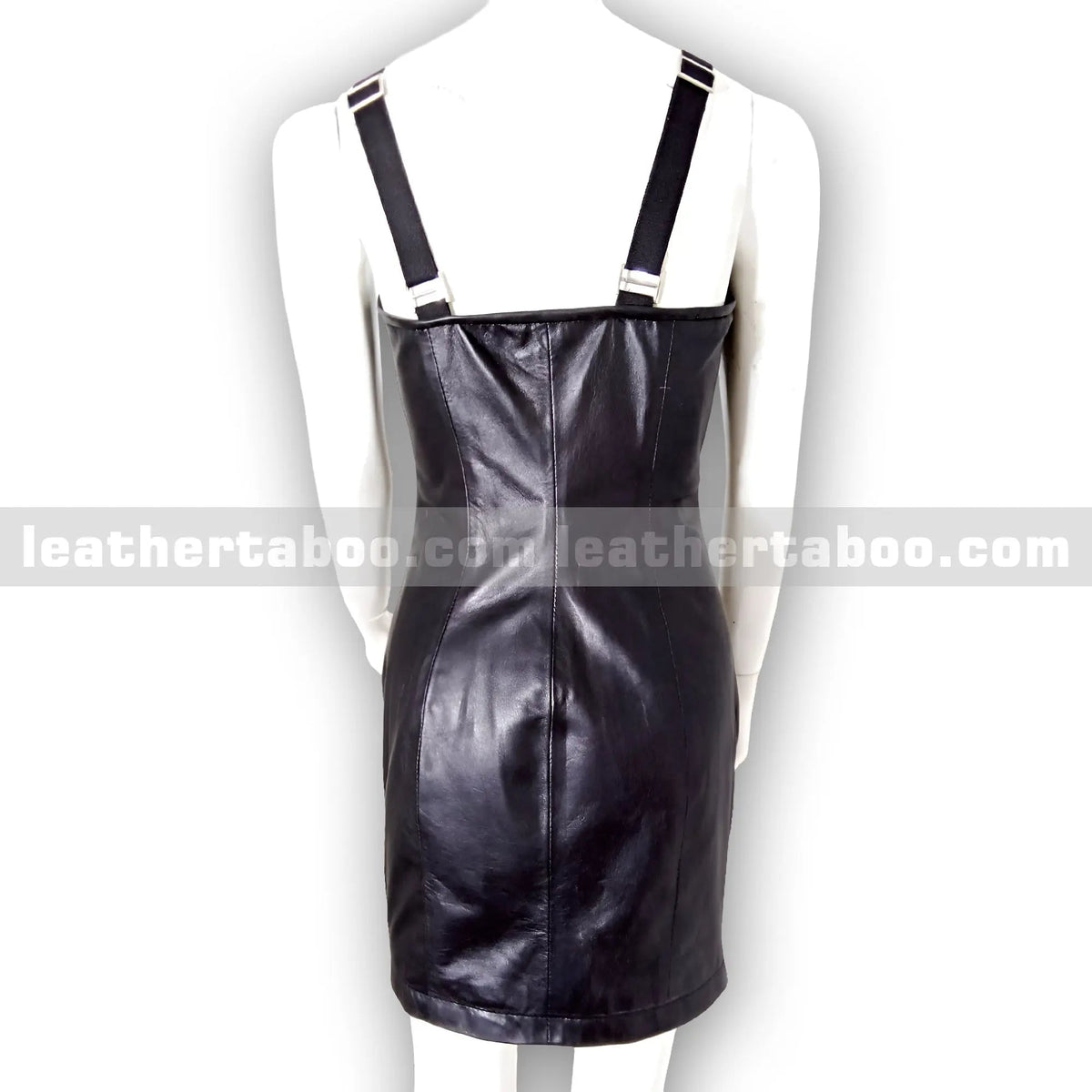 Women's Premium Sheepskin Leather Bodycon Dress with Front Zipper and Adjustable Straps - Leather taboo