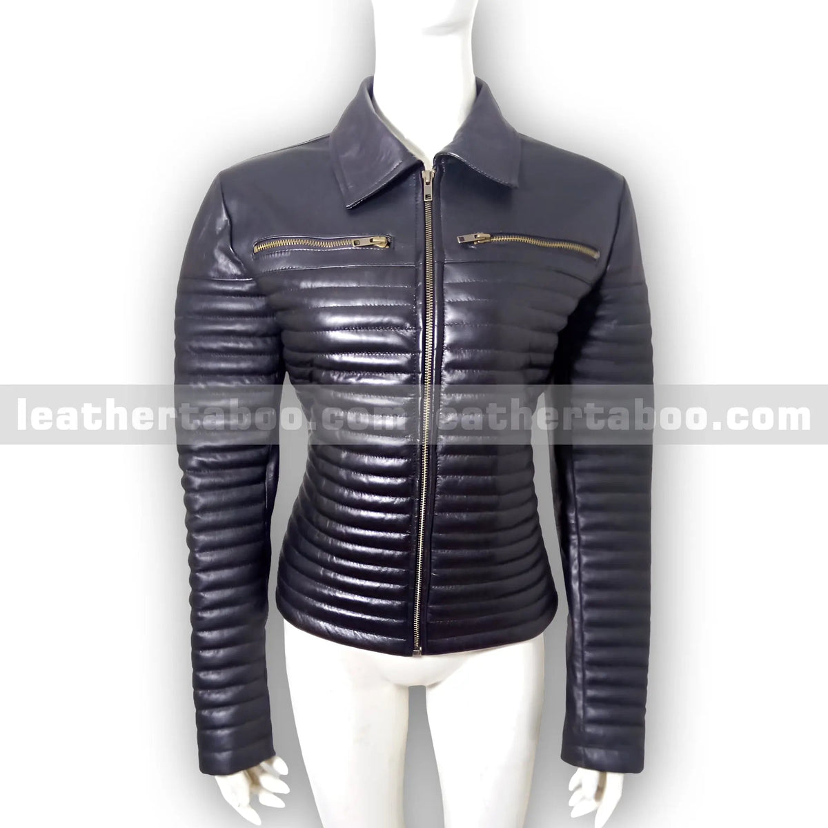 Women's Premium Sheepskin Leather Padded Jacket, front view