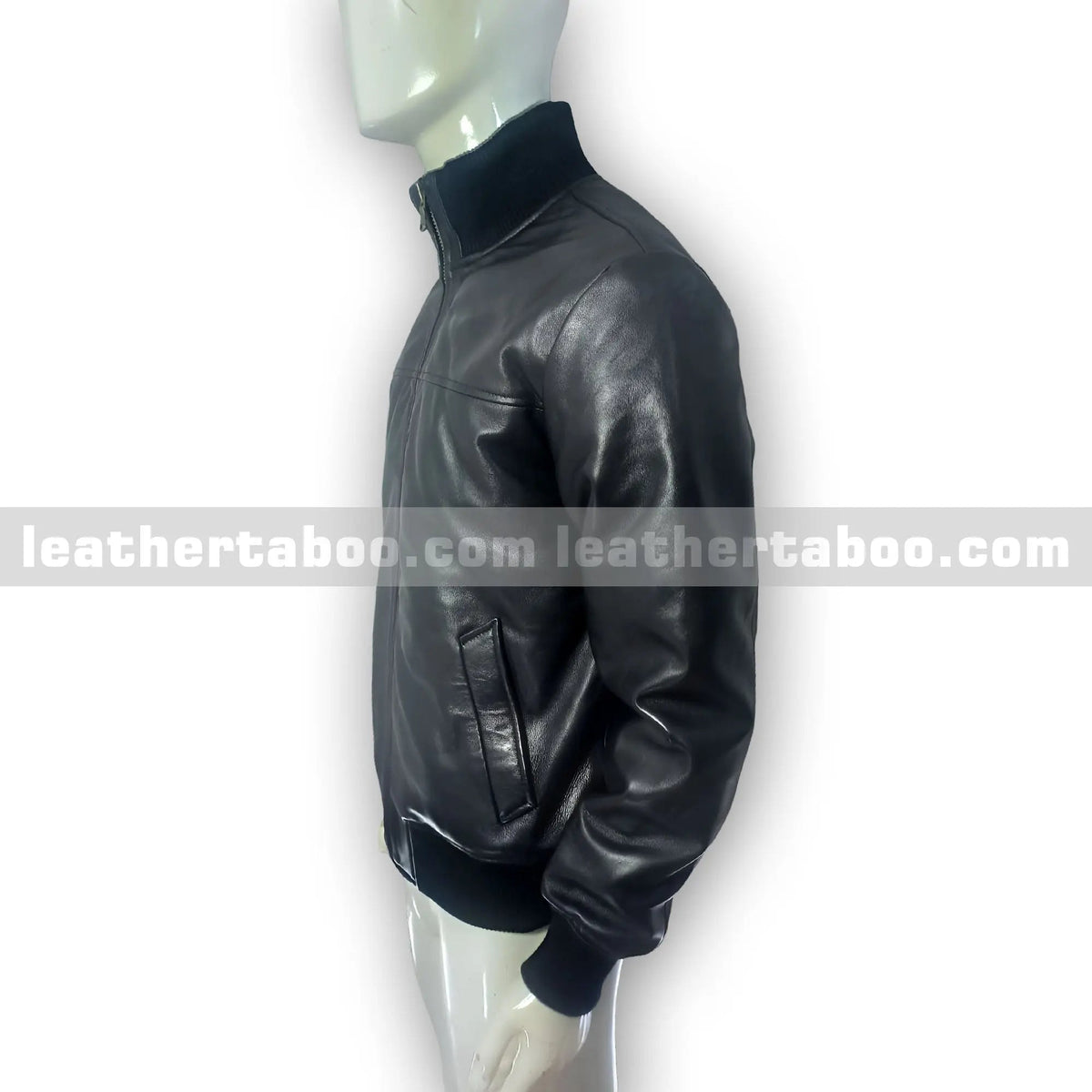 Men’s Premium Sheepskin Leather Bomber Jacket with Front Zipper, Ribbed Cuffs & Waist, Classic Lightweight Leather Outerwear - Leather taboo