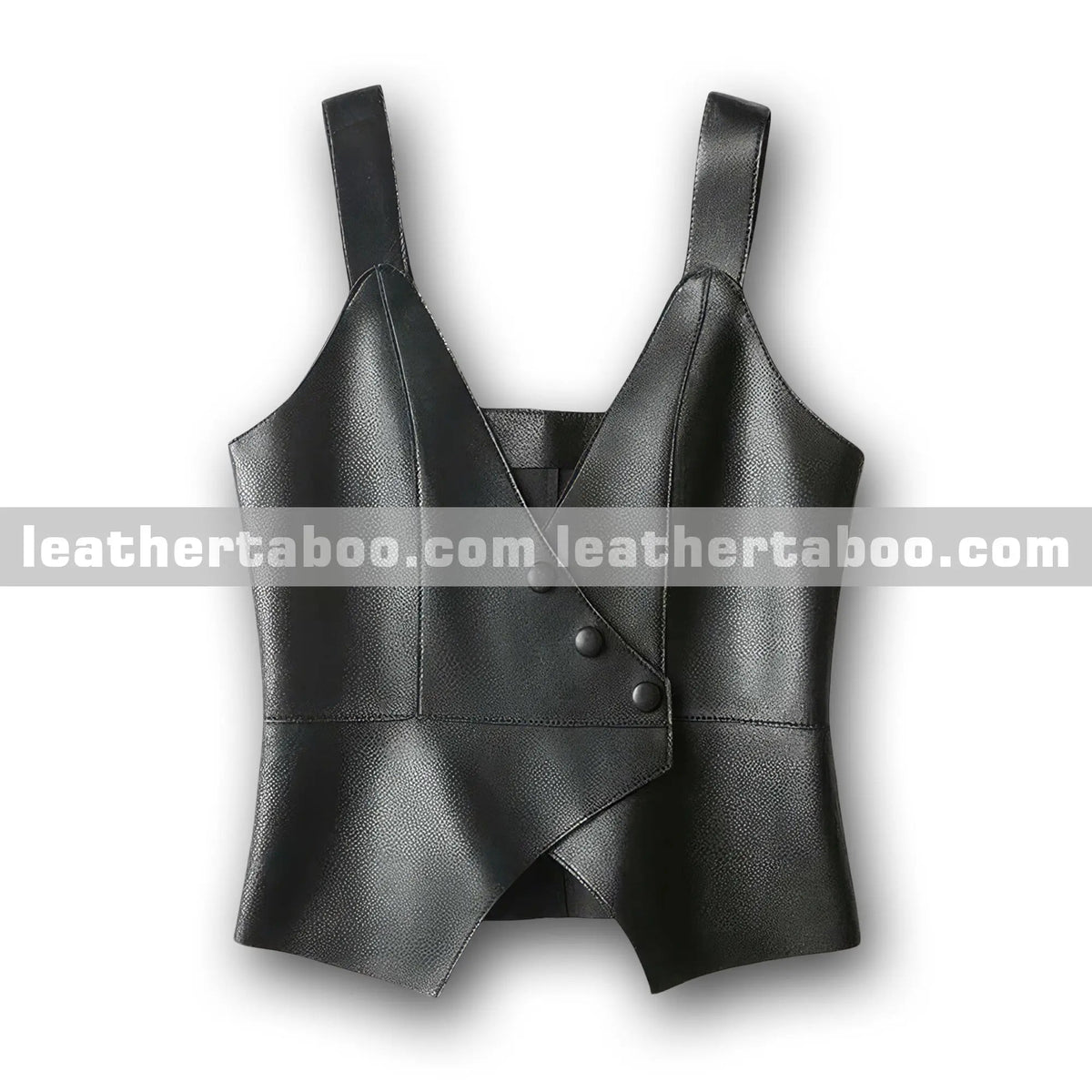 Women’s Black Cowhide Leather Crop Vest – Korean Style Streetwear Sleeveless Jacket, Party Outfit Fashion Outerwear - Leather taboo