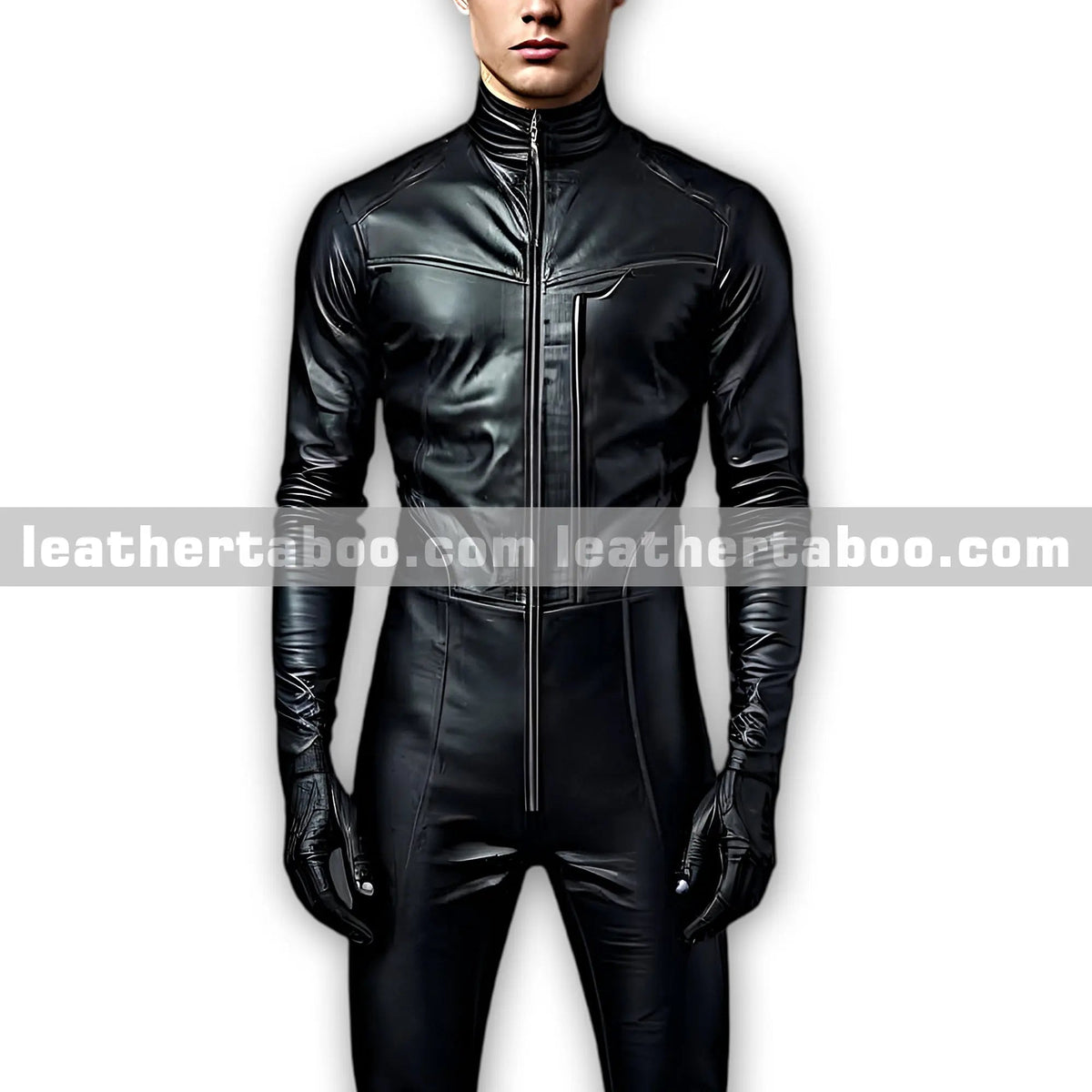Men’s Premium Black Sheepskin Leather One Piece Jumpsuit with Streamlined and Stylish Design Leather taboo