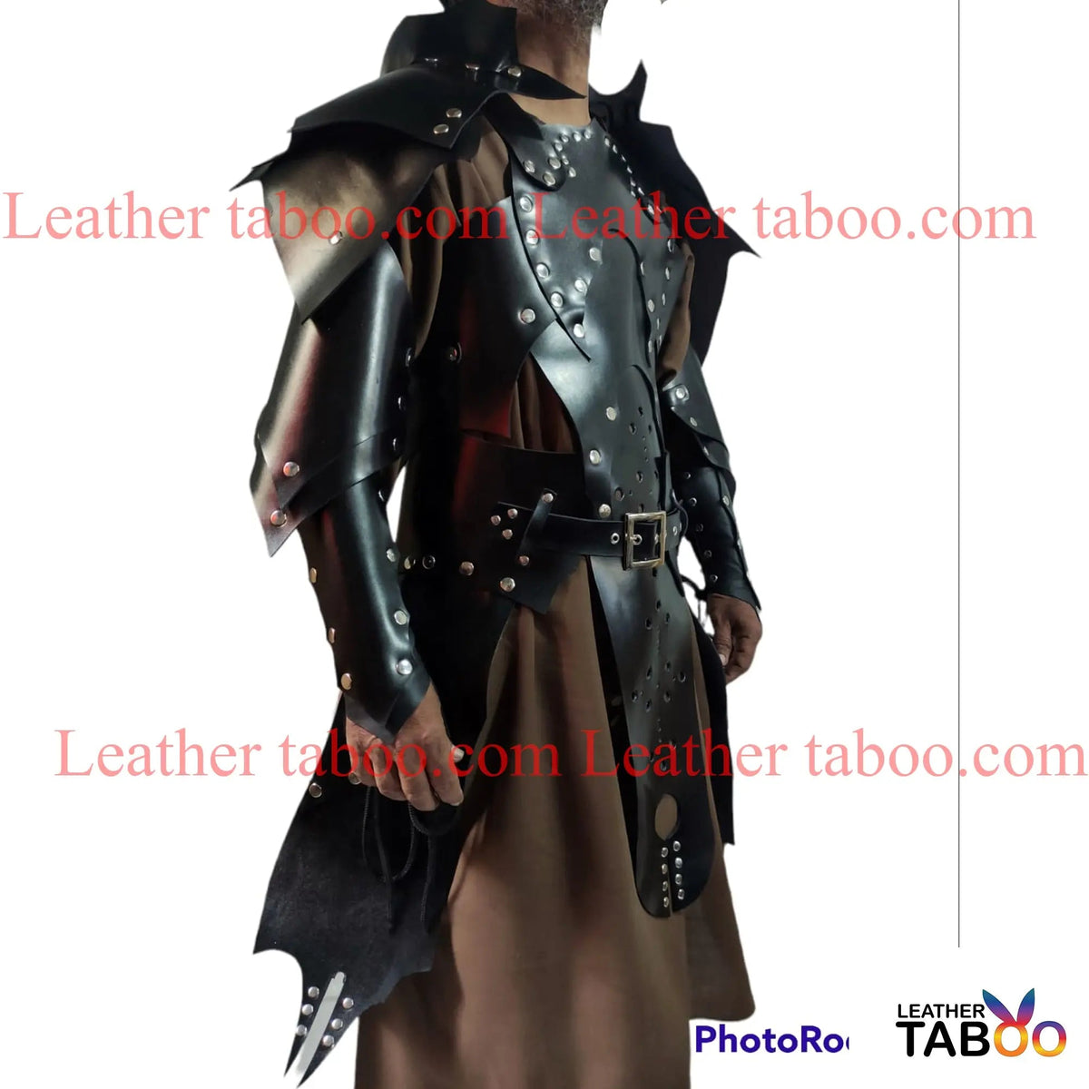 Mens Black Leather Armor LARP Medieval  Warrior Armor leathertaboo.com - Leather taboo