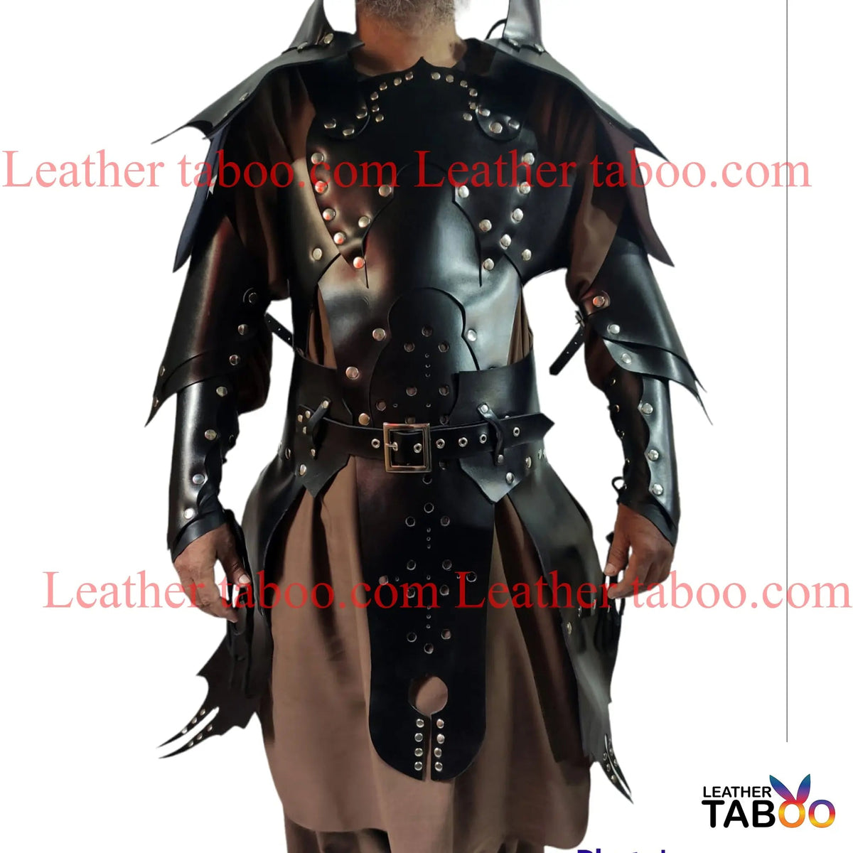 Mens Black Leather Armor LARP Medieval  Warrior Armor leathertaboo.com - Leather taboo