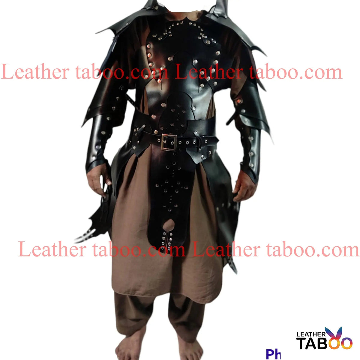 Mens Black Leather Armor LARP Medieval  Warrior Armor leathertaboo.com - Leather taboo