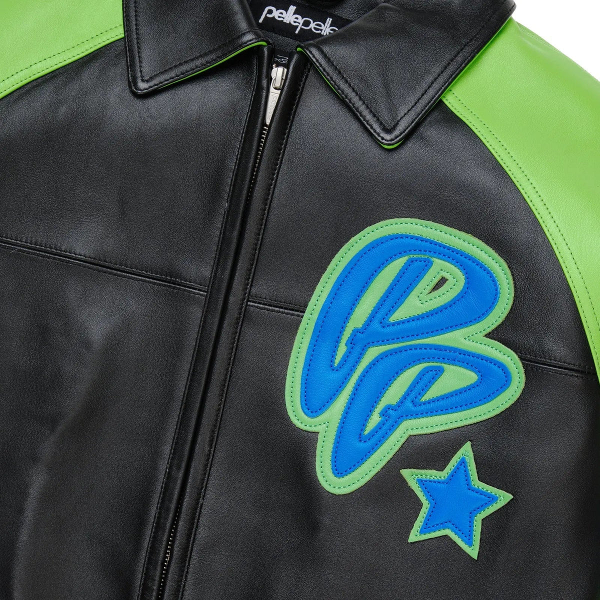 Pelle Pelle Neon Green & Black Cowhide Leather Jacket for Men – Bold Streetwear Style - Leather taboo