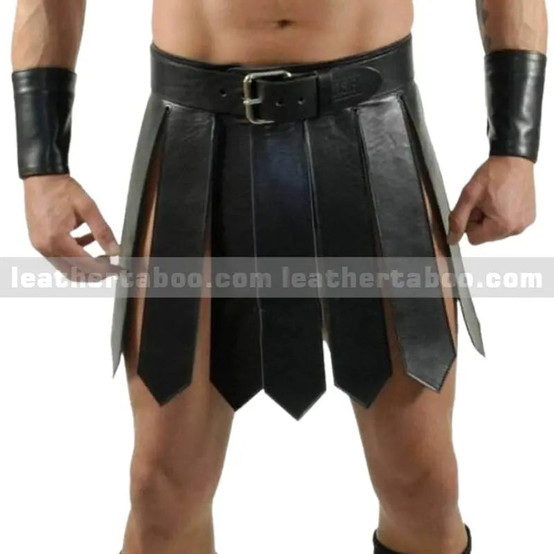 MENS Original LEATHER KILT ROMAN Gladiator Leather Skirt - Warrior Edition CLUB WEAR LARP - Leather taboo