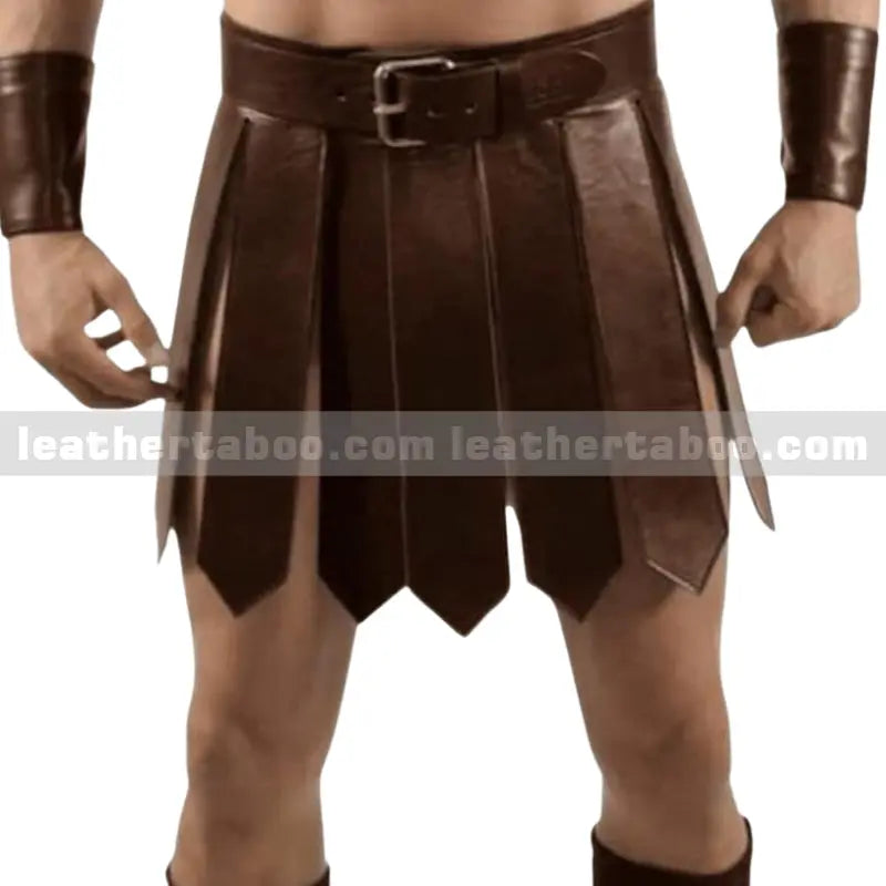 MENS Original LEATHER KILT ROMAN Gladiator Leather Skirt - Warrior Edition CLUB WEAR LARP - Leather taboo