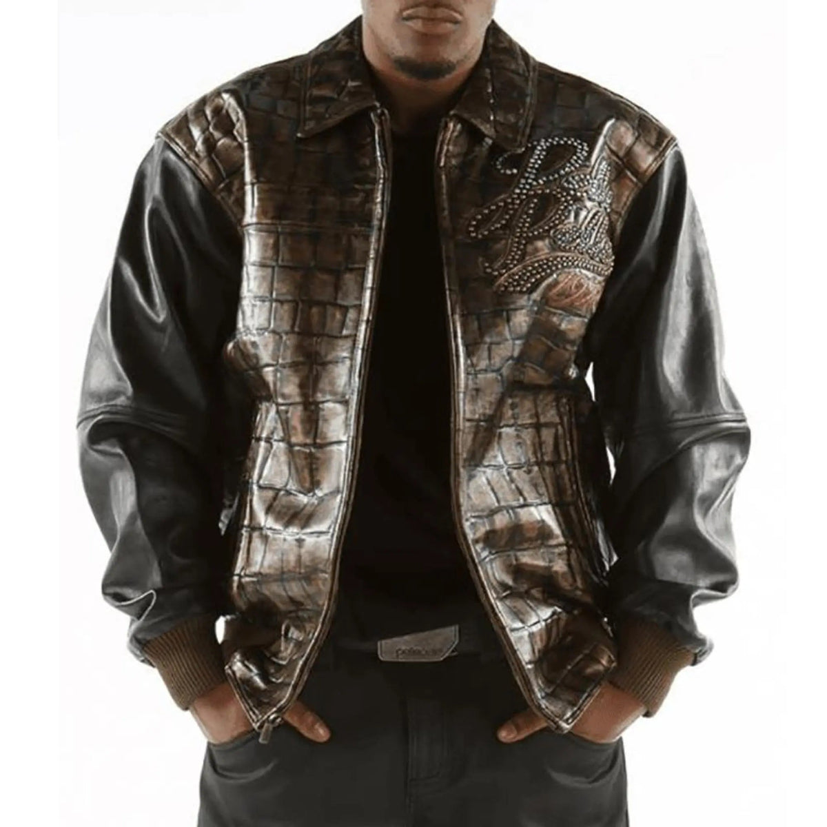 Premium Pelle Pelle Cowhide Leather Jacket for Men – Crocodile Embossed Design - Leather taboo