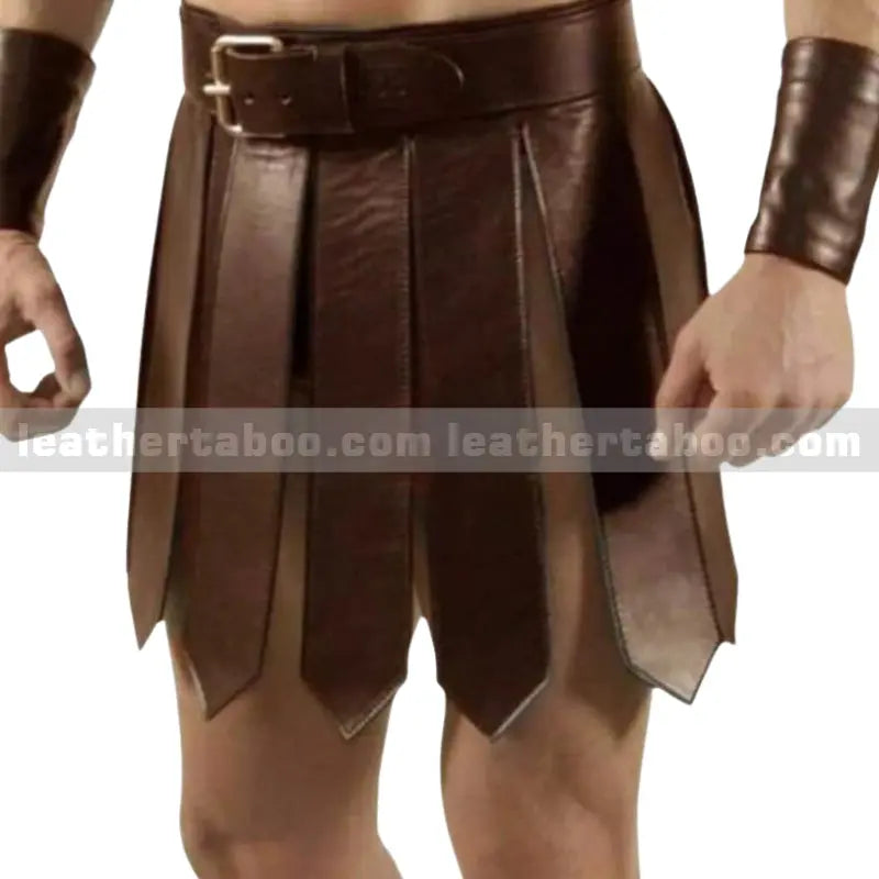 MENS Original LEATHER KILT ROMAN Gladiator Leather Skirt - Warrior Edition CLUB WEAR LARP - Leather taboo