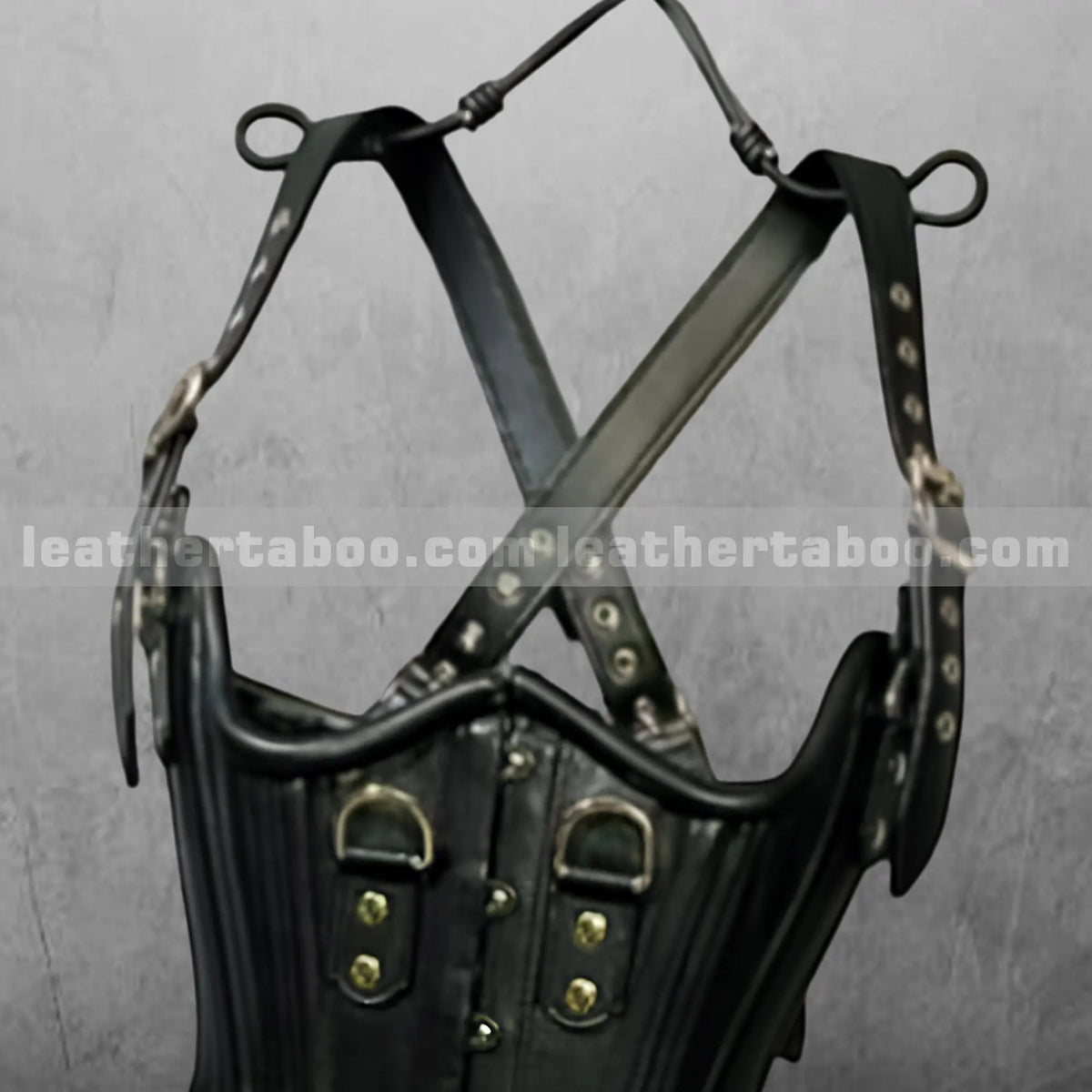 Full-Body Leather Bondage Corset Set with Cuffs & Harness Straps – Fetish BDSM Restraint Gear - Leather taboo
