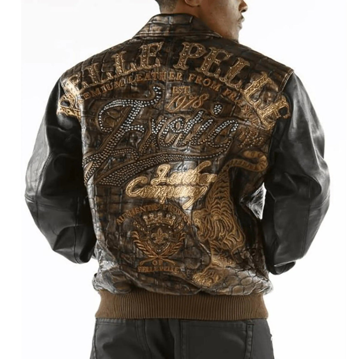 Premium Pelle Pelle Cowhide Leather Jacket for Men – Crocodile Embossed Design - Leather taboo