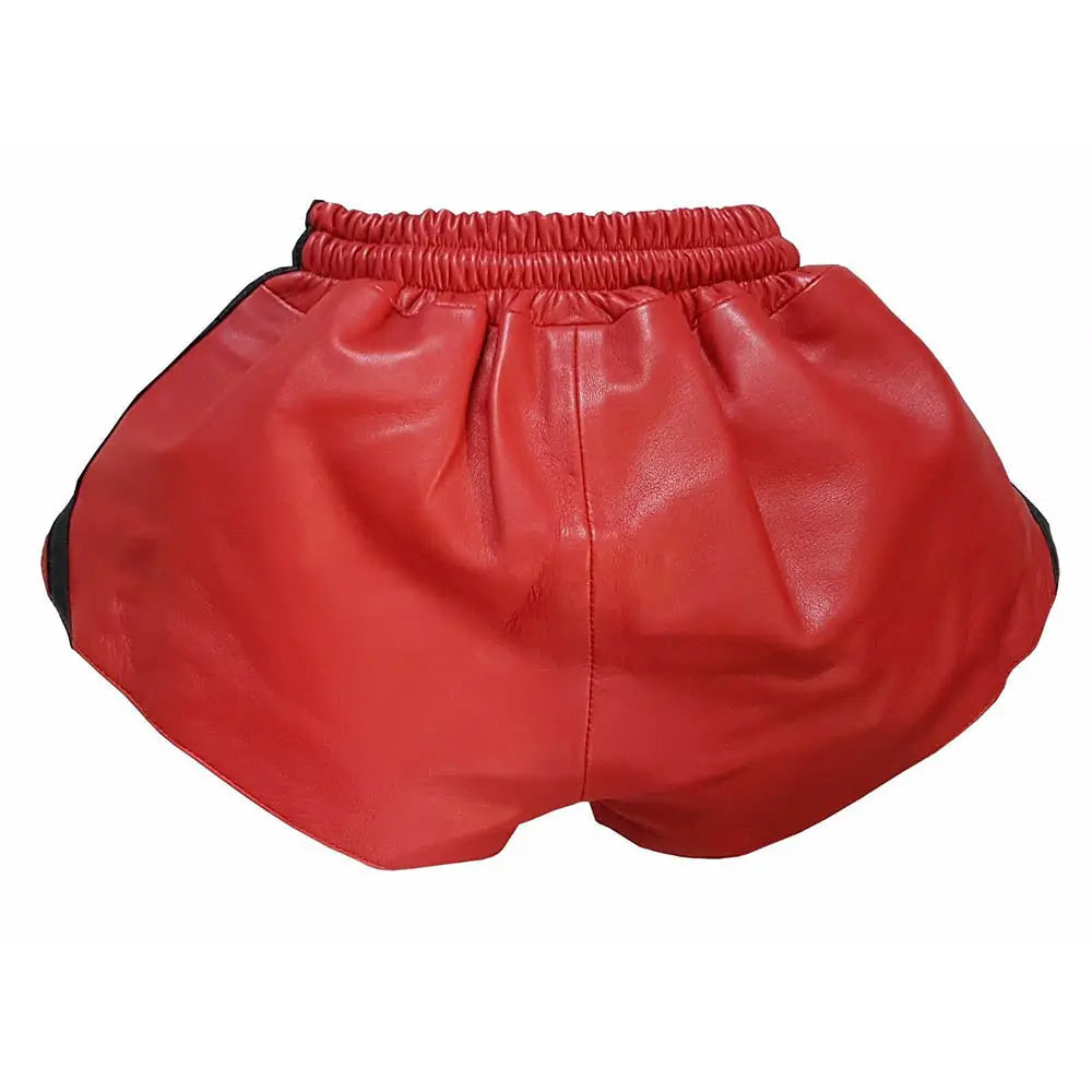 UNI Sex Real Leather Shorts - Red - Leather taboo
