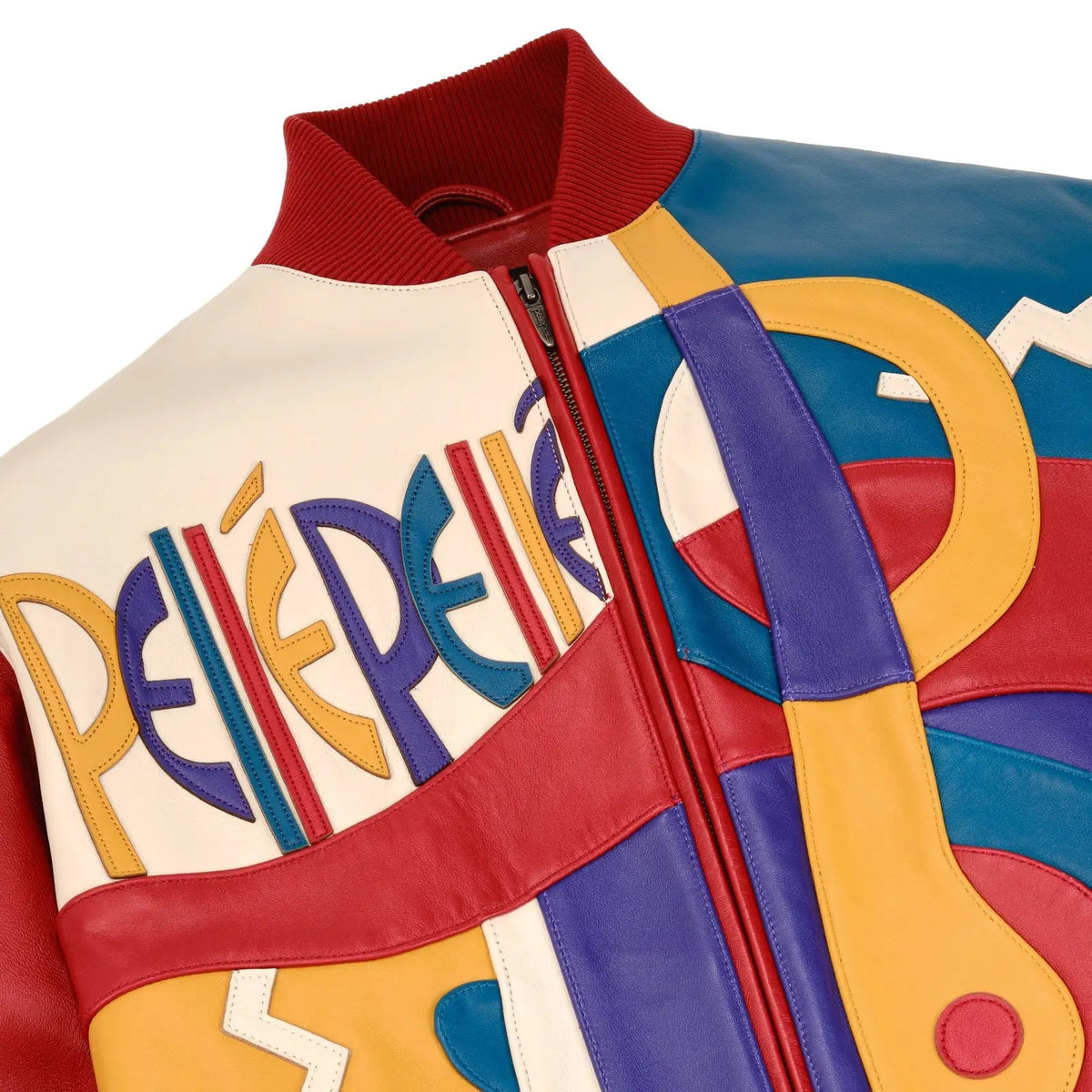 Men’s Pelle Pelle Premium Cowhide Leather Jacket – Multicolor Abstract Design - Leather taboo