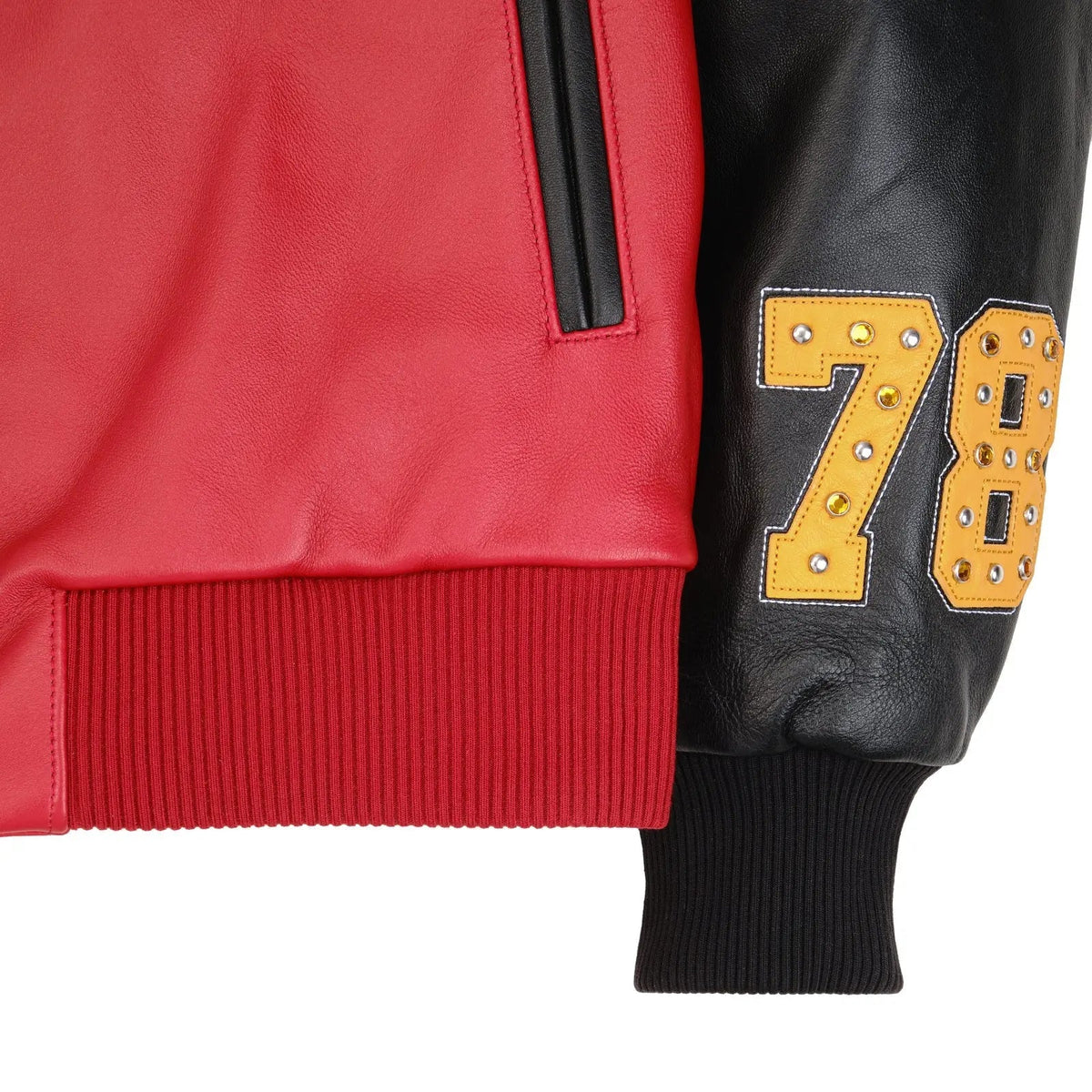 Men’s Pelle Pelle Premium Cowhide Leather Varsity Jacket – Red & Black - Leather taboo