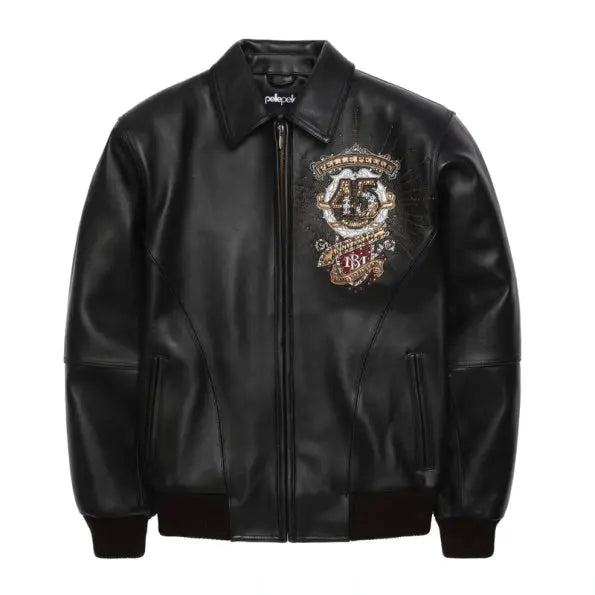 45th Anniversary Black Leather Jacket, back view