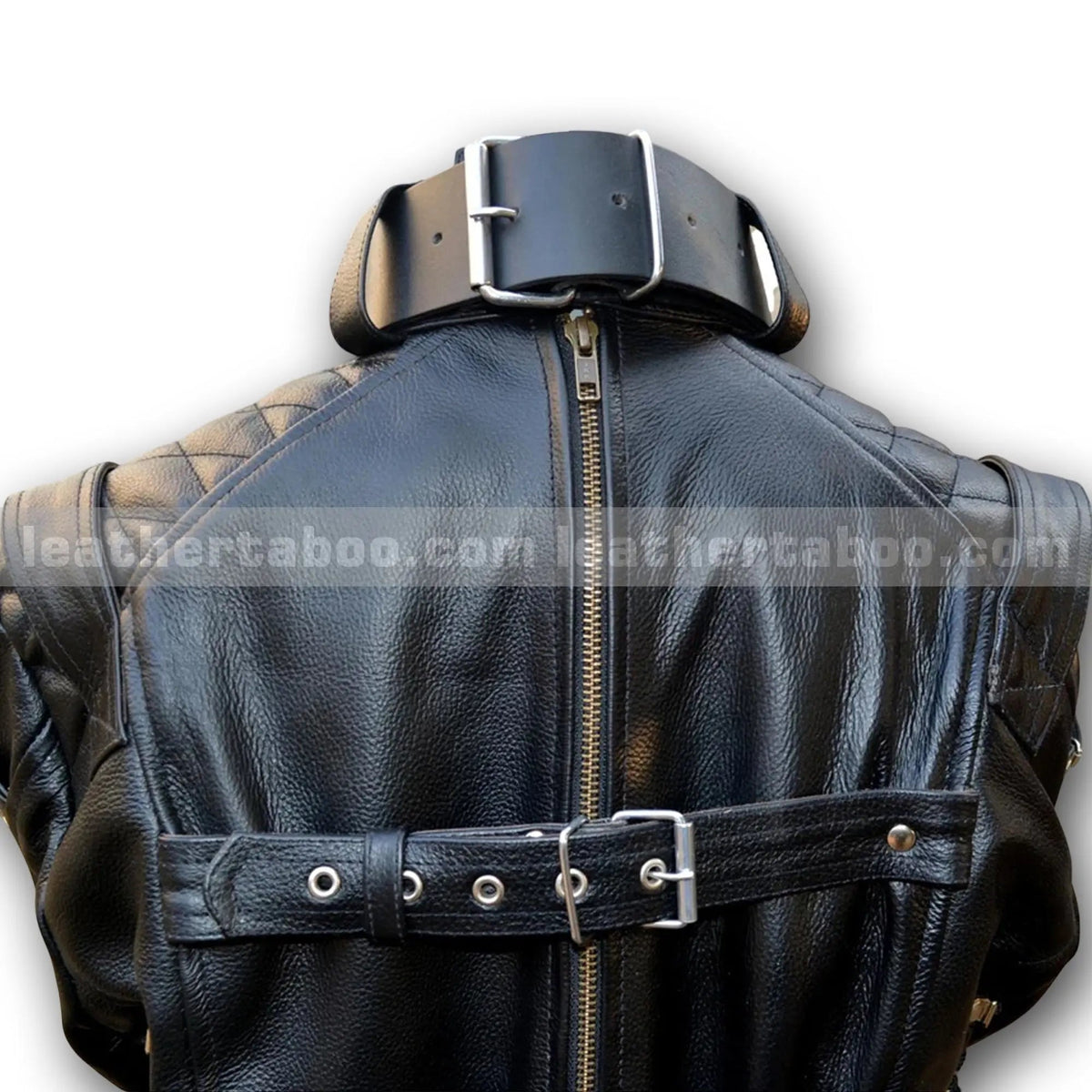 Women's Premium Cowhide Leather Straitjacket with Exposed Breast Cutouts - Leather taboo