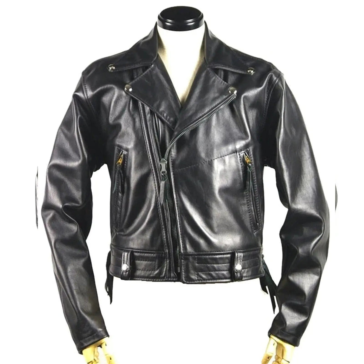 Men’s Black Leather Jacket (Classic Biker Style)