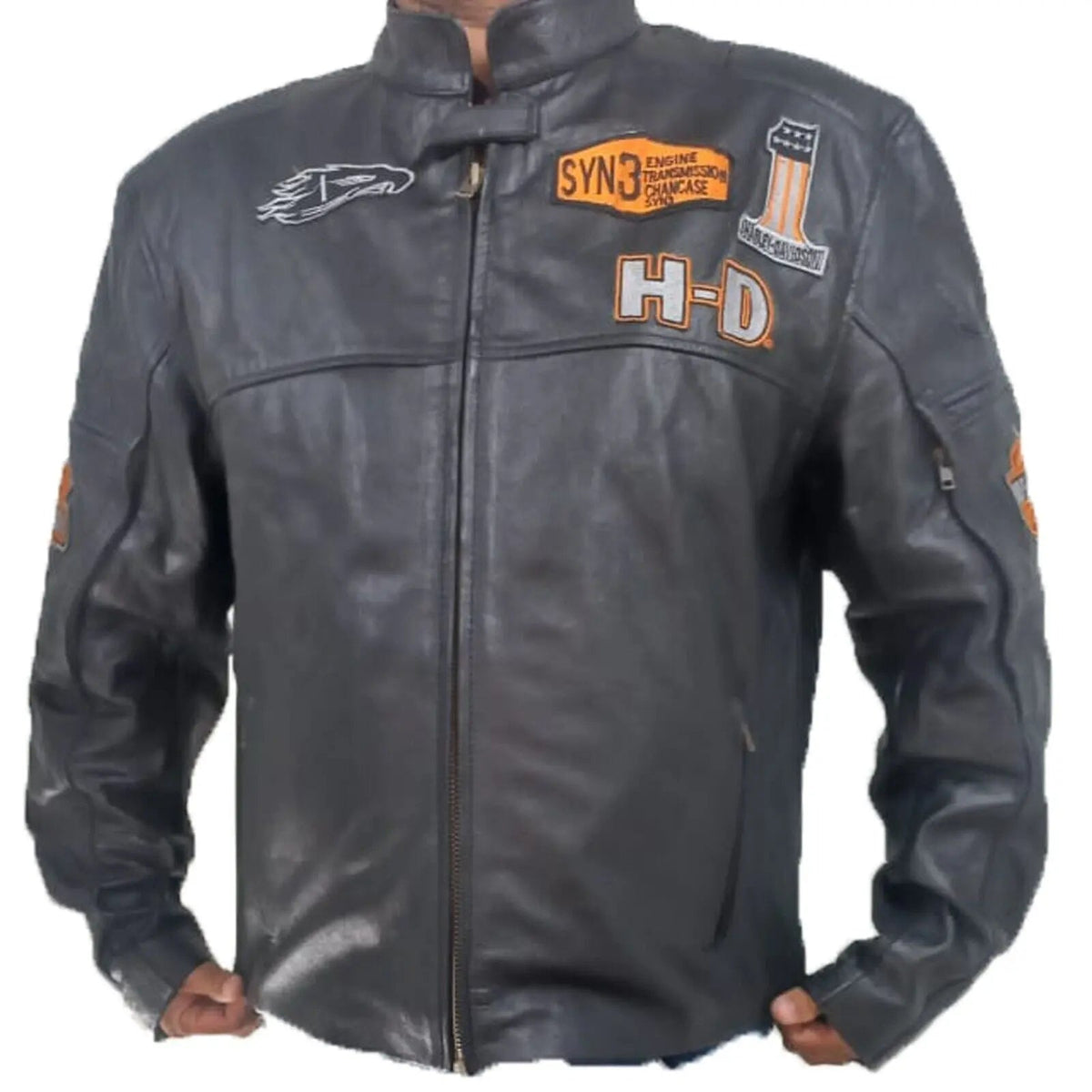 Men’s Genuine Leather Motorcycle Biker Jacket Cafe Racer Style Harley Davidson Inspired SM Fit