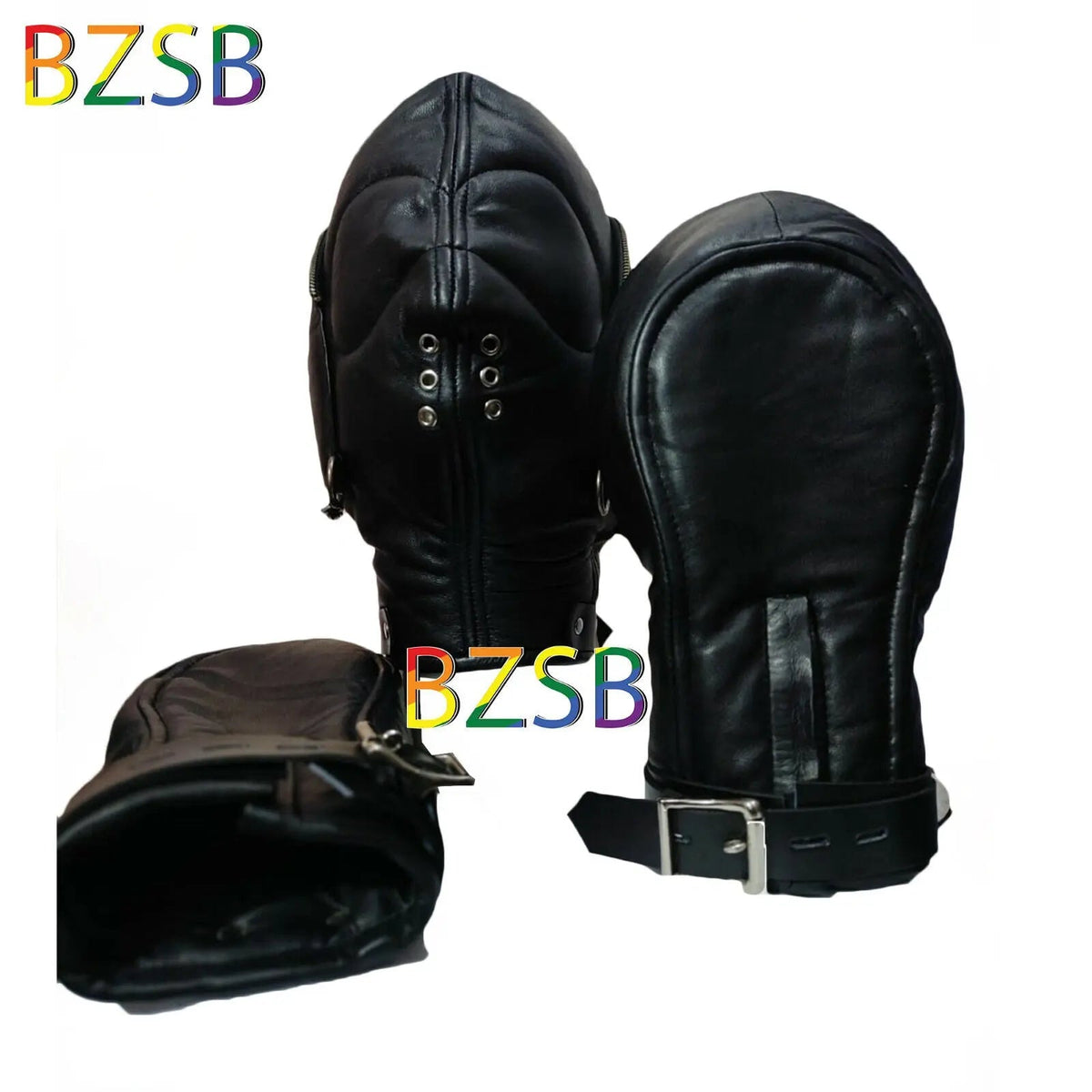 Real Pure Sheep Leather BDSM Face hood fetish Slave extreme Bondage Leather with