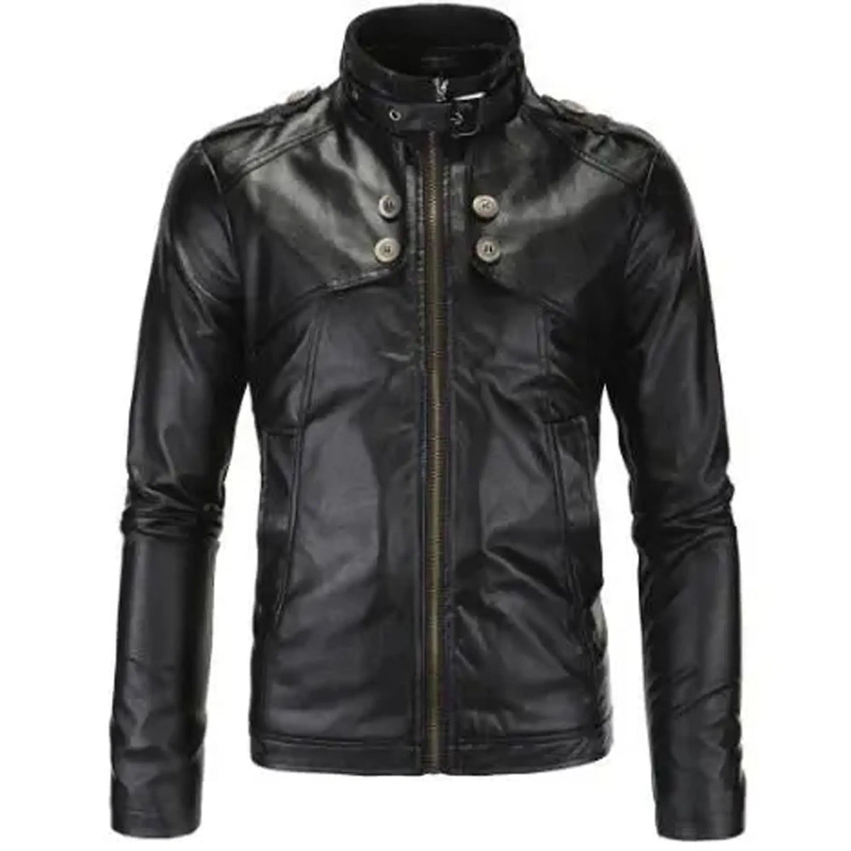Women's Motorcycle Black Leather Jacket - Modern Biker Fit, zipper detail