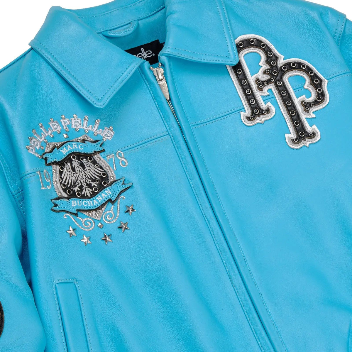 Turquoise Cowhide Leather Jacket for Women, back view