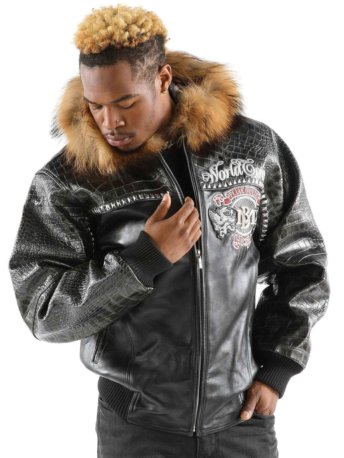 Vintage World Tour Style Black Leather Jacket, back view 2