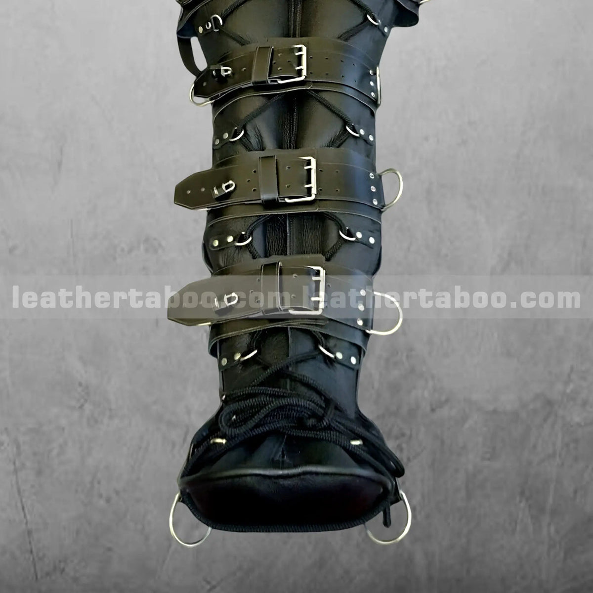Full-Body Leather Bondage Sleep Sack with Straps & D-Rings – Heavy-Duty Restraint Gear for BDSM Play - Leather taboo