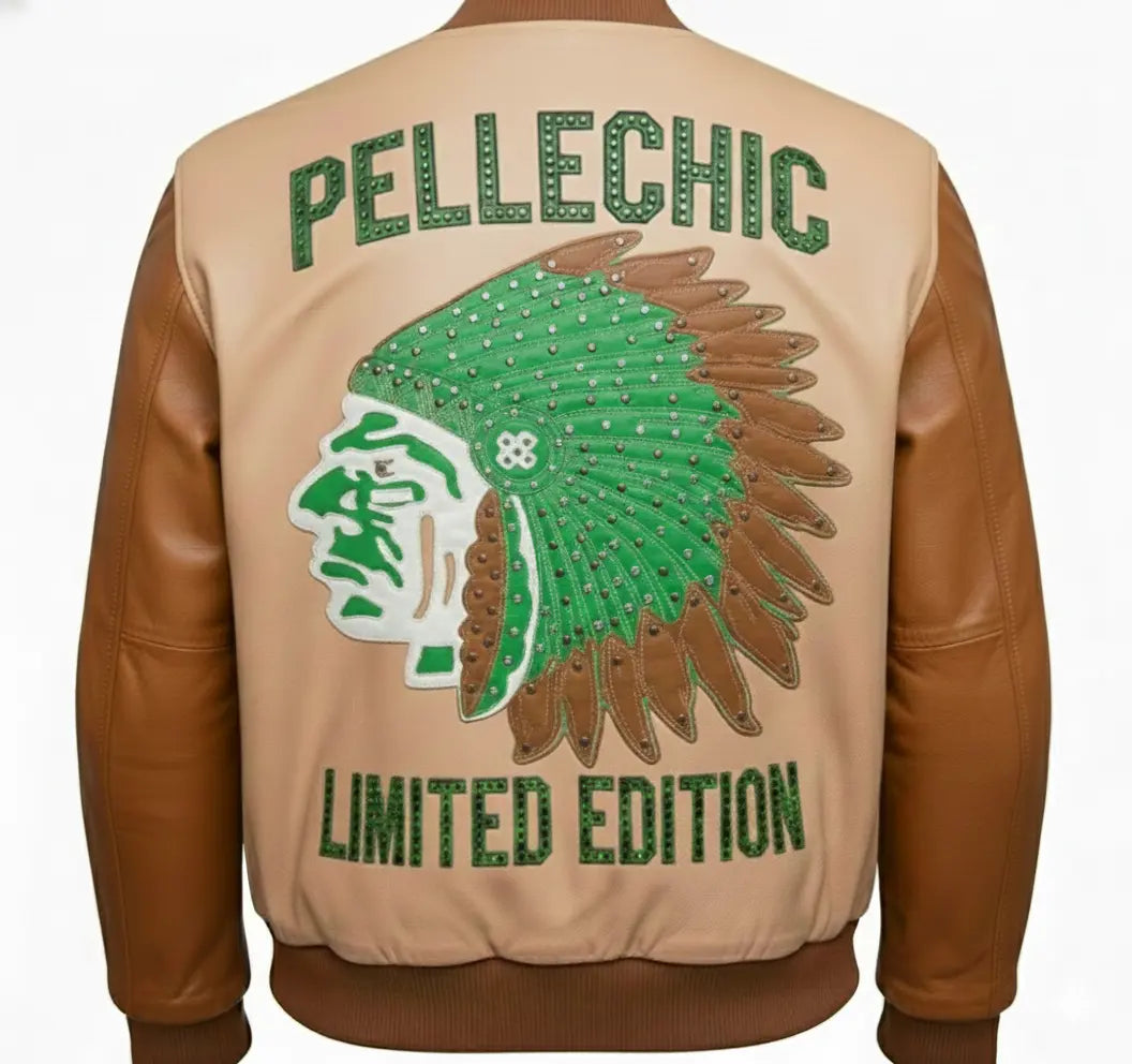 PelleChic Limited Edition Embroidered Leather Jacket – Native Chief Design leathertaboo.com