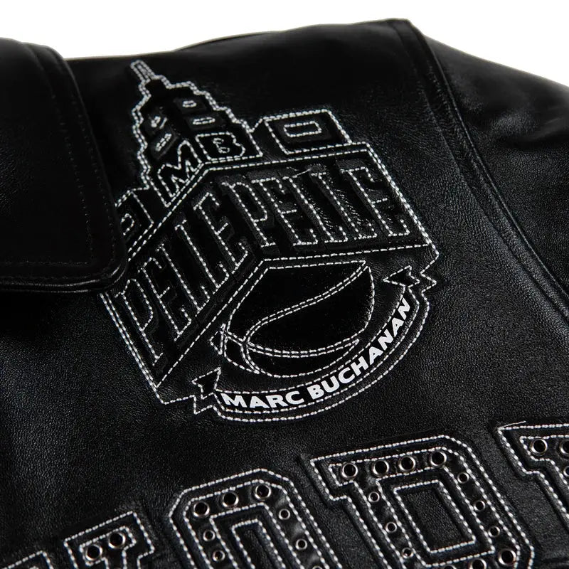 City of Knicks Women's Black Leather Jacket, detail view 6